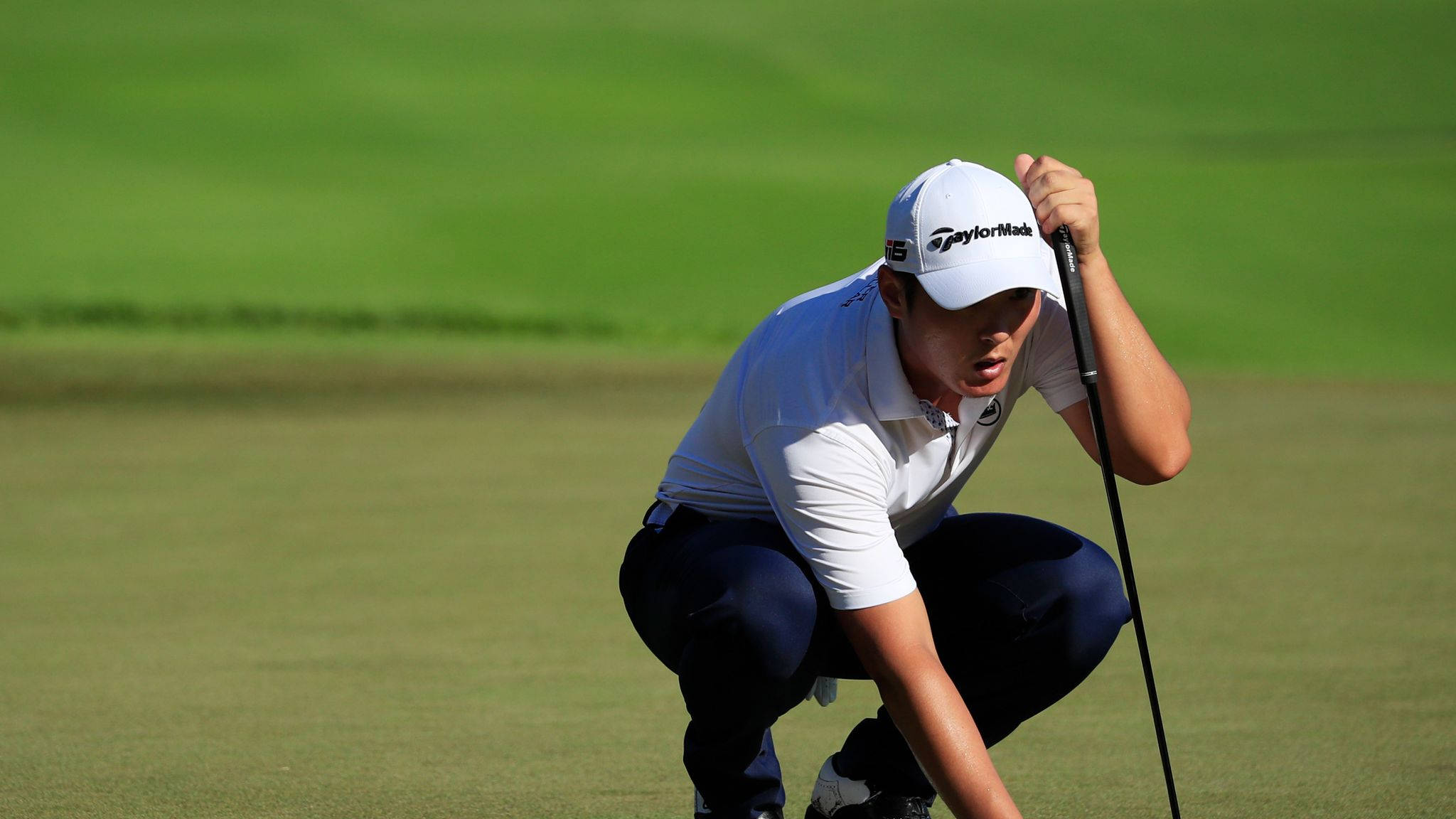 Danny Lee, putter, sunlit green golf course, Full HD Desktop Wallpaper