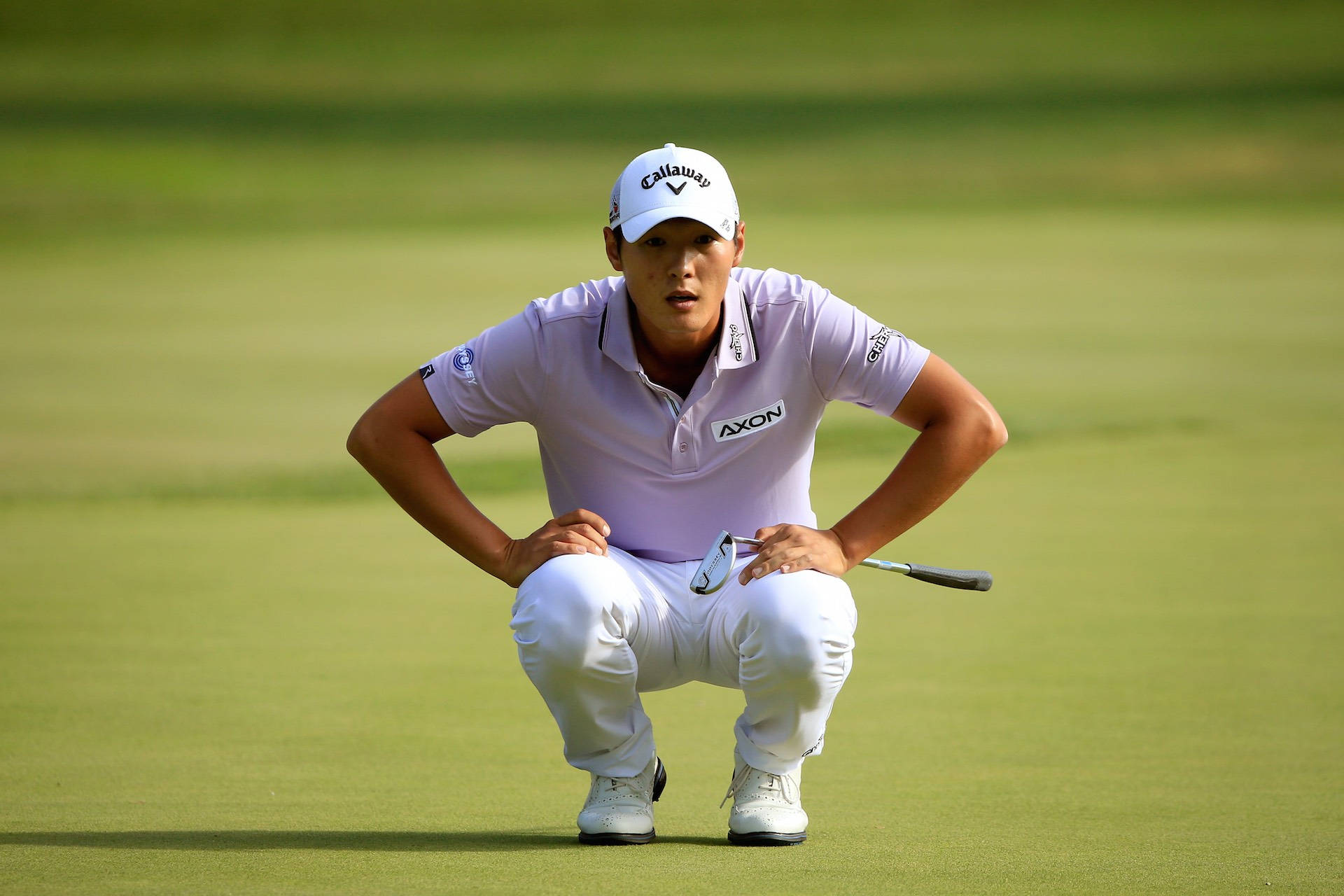 Danny Lee, putter, sunlit green golf course, Full HD Desktop Wallpaper
