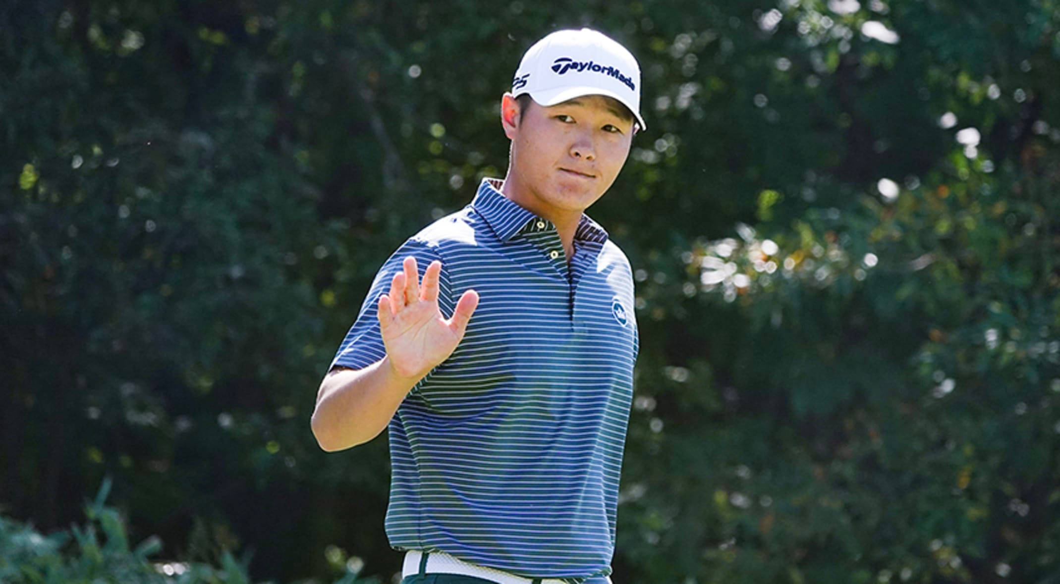 Danny Lee, blue striped shirt, white cap, Full HD Desktop Wallpaper