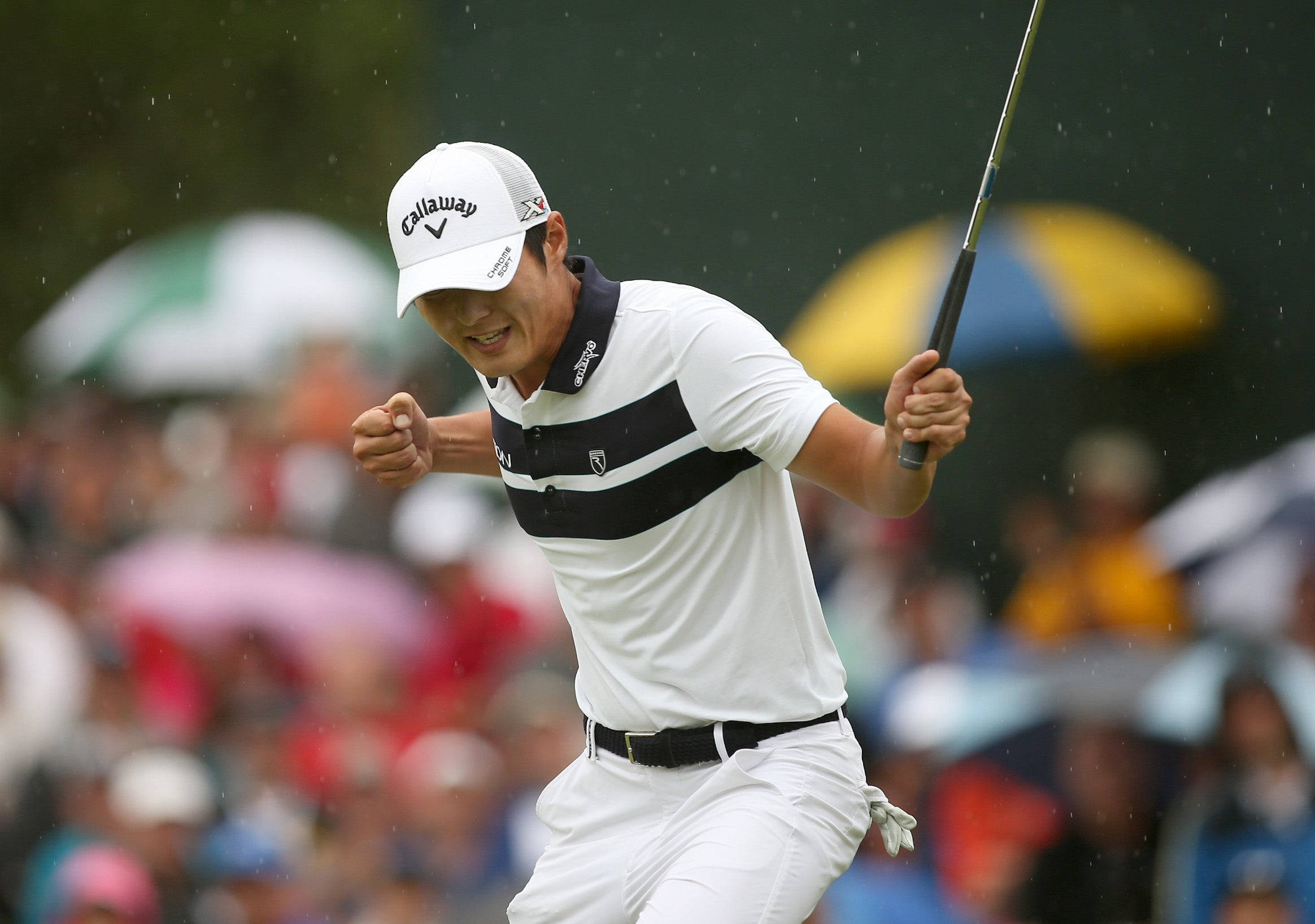 Danny Lee, golfer, rain, Full HD Desktop Wallpaper