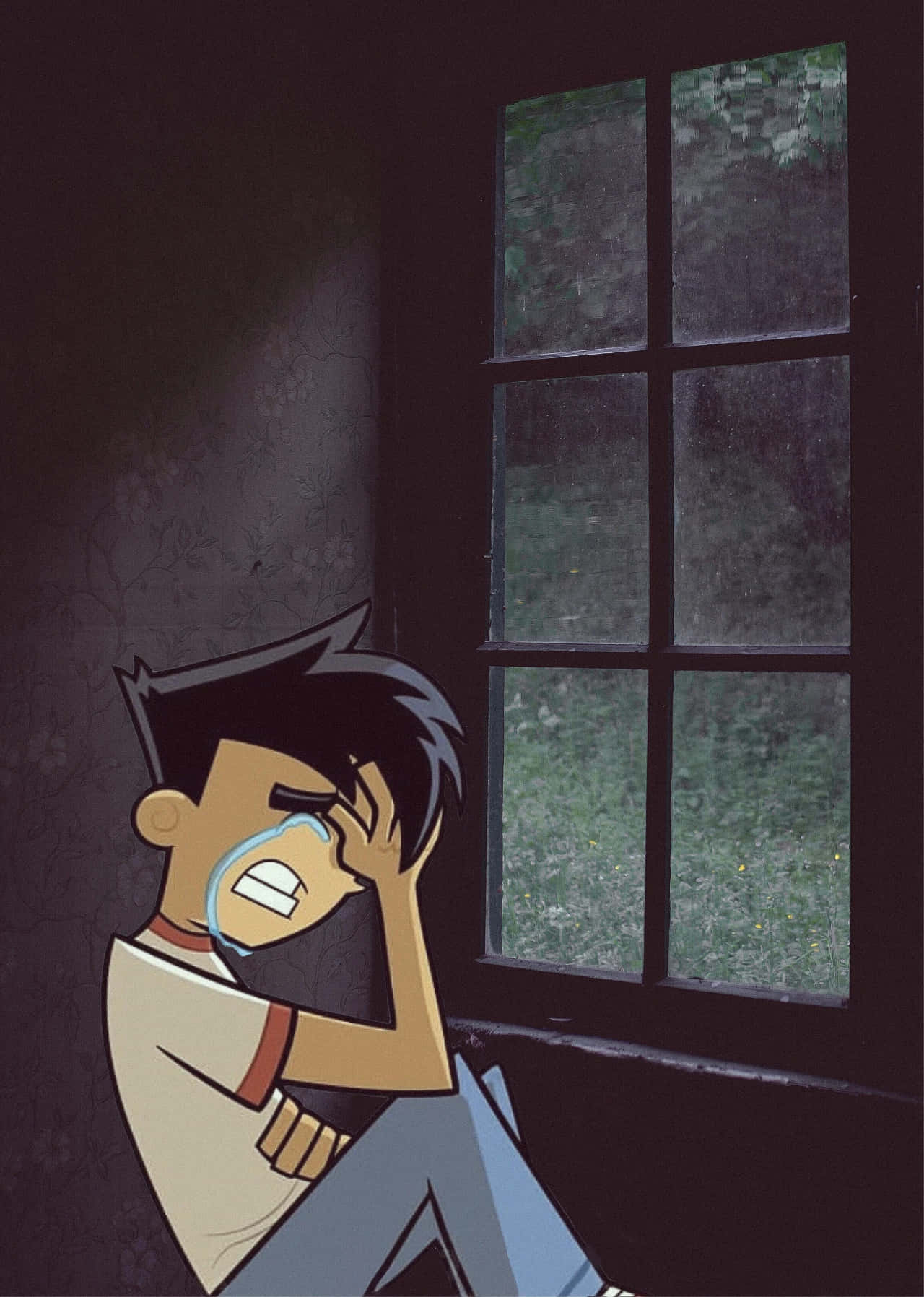 Danny Phantom, cartoon boy, dim room, HD Phone Wallpaper