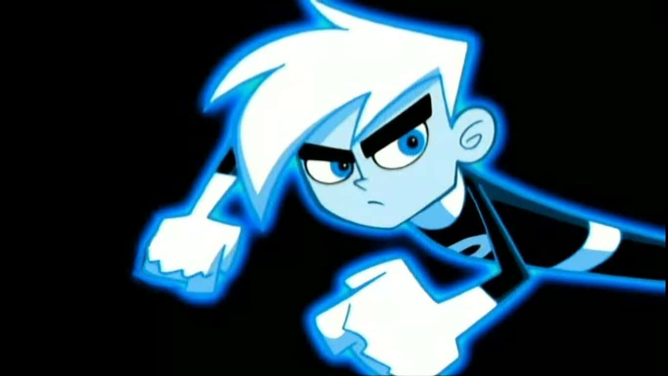Danny Phantom, glowing blue hair, intense eyes, HD Desktop Wallpaper