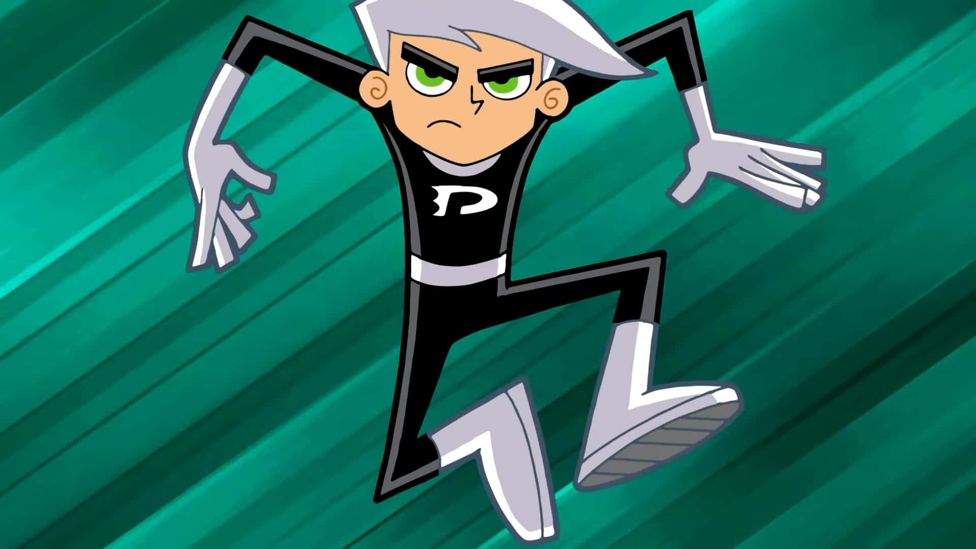 Danny Phantom, silver hair, green eyes, Full HD Desktop Wallpaper