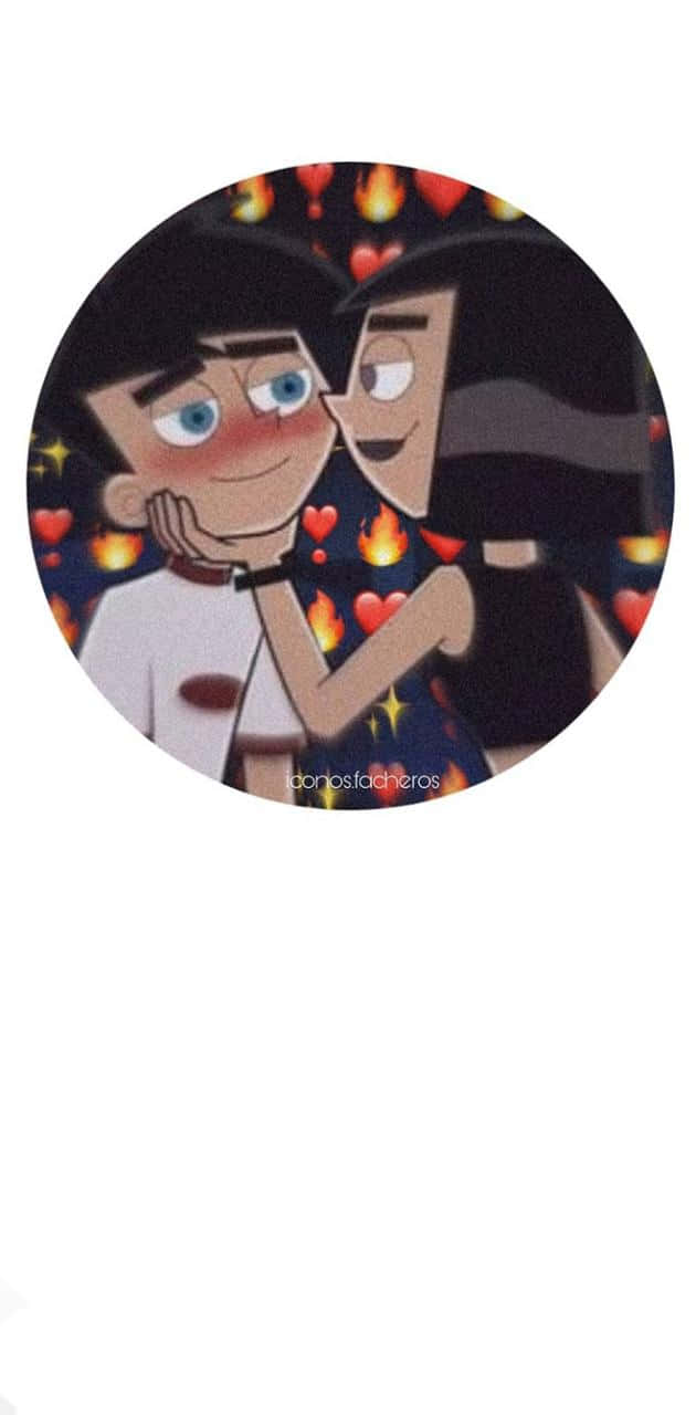Danny Phantom, cute couple, floating hearts, HD Phone Wallpaper