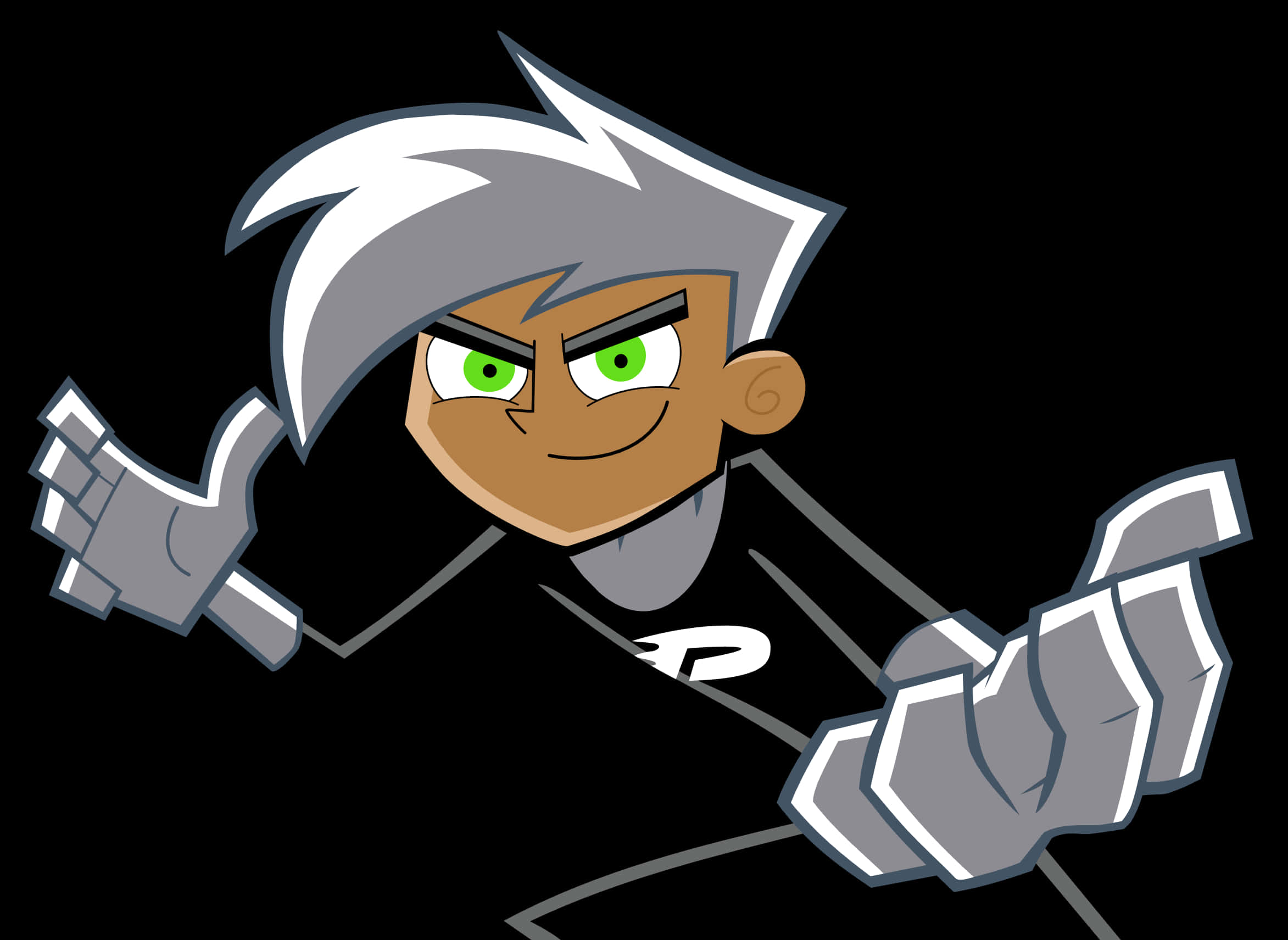 Danny Phantom, spiky gray hair, green eyes, Full HD Desktop Wallpaper