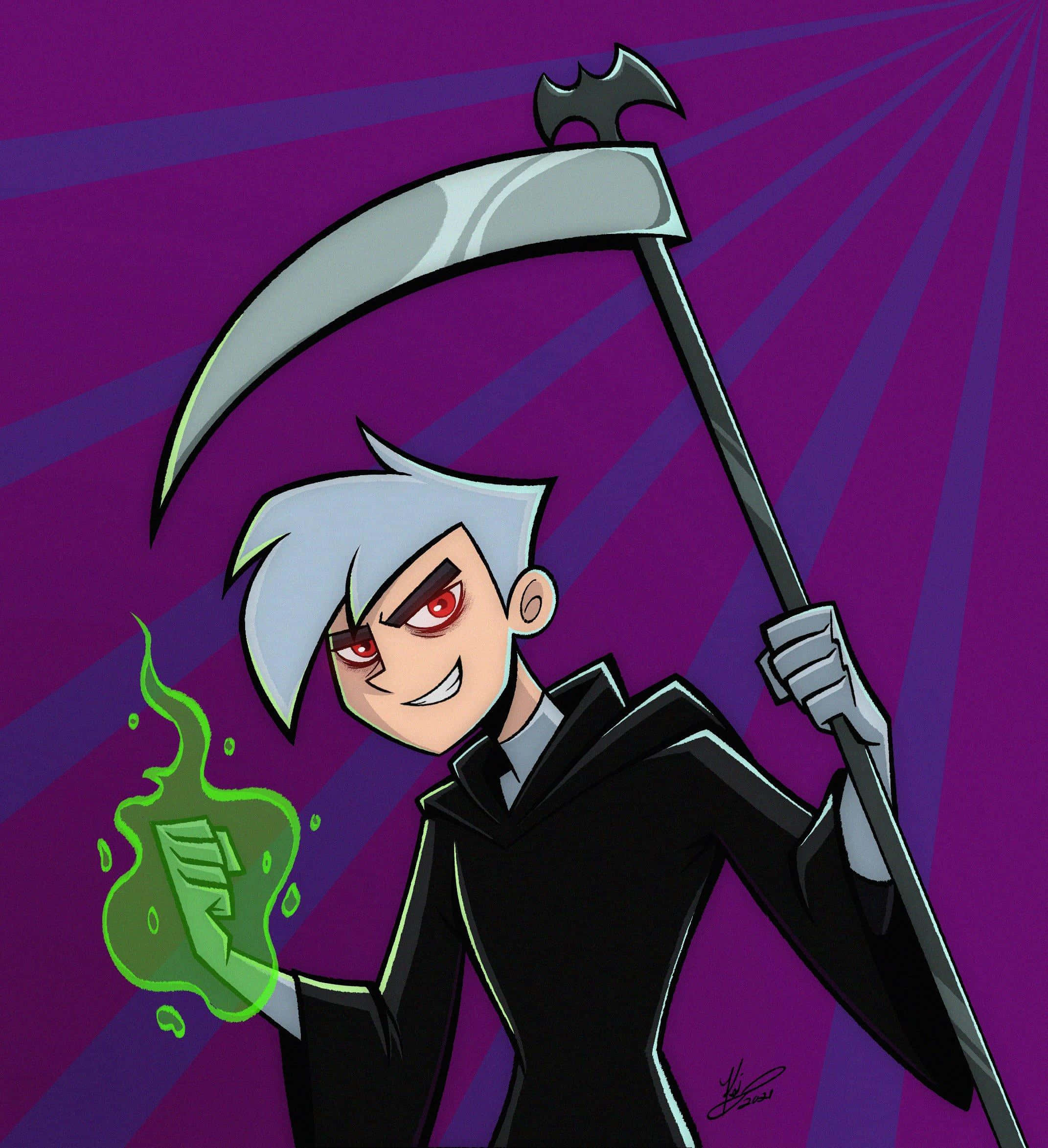 Danny Phantom, silver hair, red eyes, Full HD Phone Wallpaper
