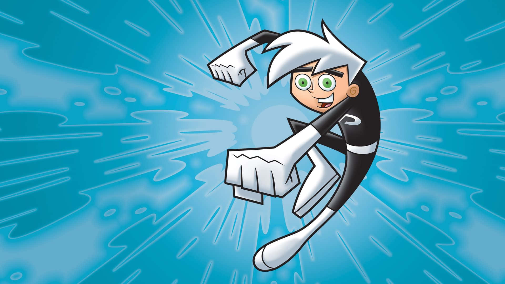 Danny Phantom, white hair, black suit, Full HD Desktop Wallpaper