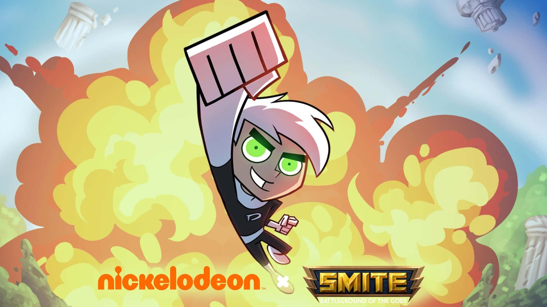 Danny Phantom, white hair, green eyes, HD Desktop Wallpaper