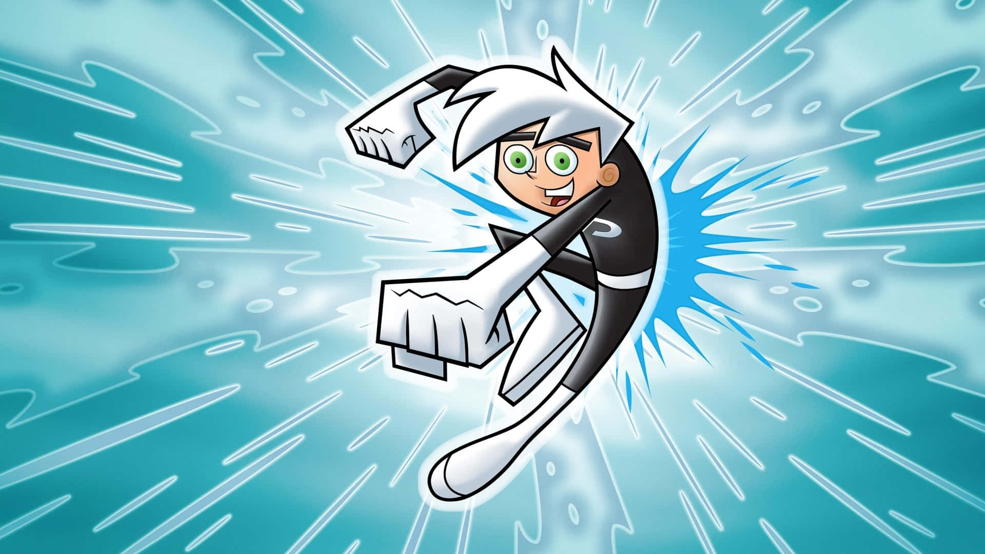 Danny Phantom, white hair, green eyes, Full HD Desktop Wallpaper