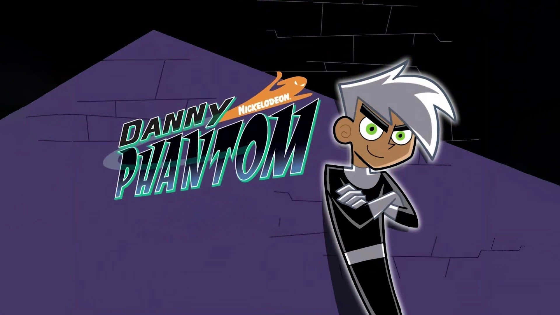 Danny Phantom, purple brick wall, signature logo, Full HD Desktop Wallpaper