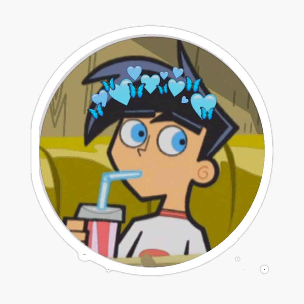 Danny Phantom, blue hearts, blue eyes, SD Desktop Wallpaper