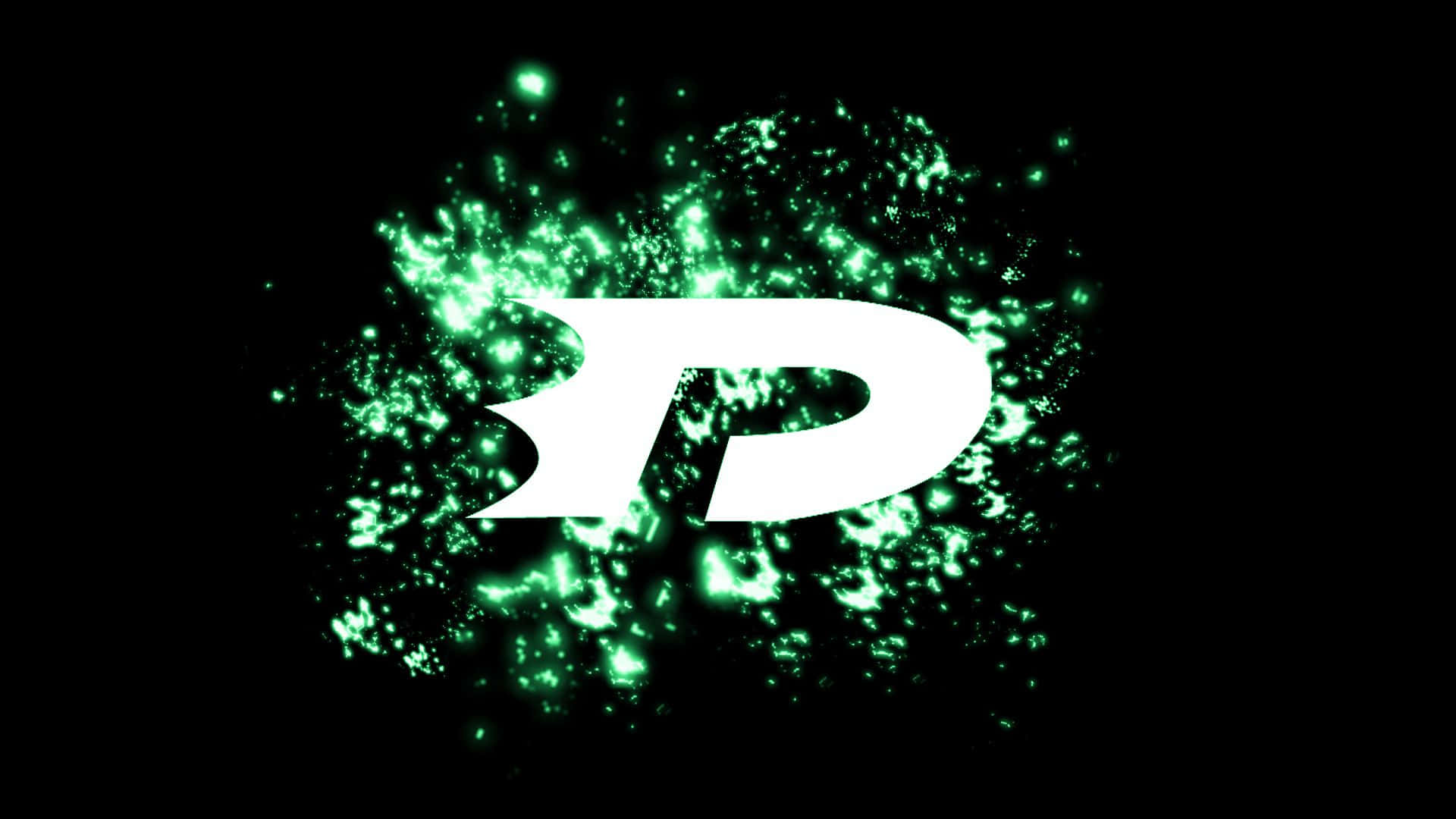 Danny Phantom, green particle explosion, white stylized letter P, Full HD Desktop Wallpaper