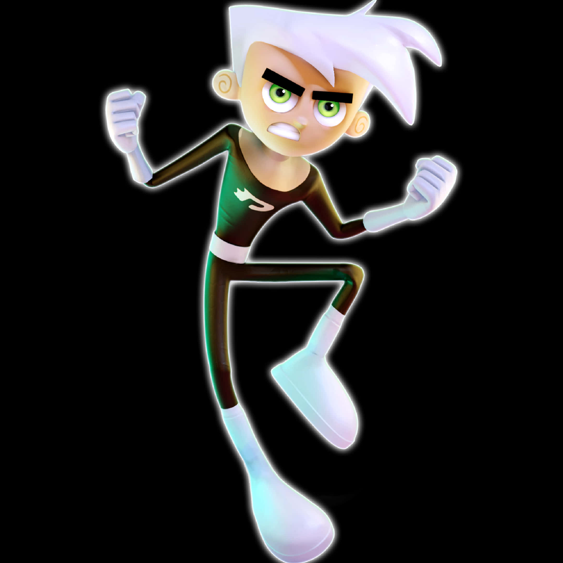 Danny Phantom, white hair, green eyes, Full HD Desktop Wallpaper