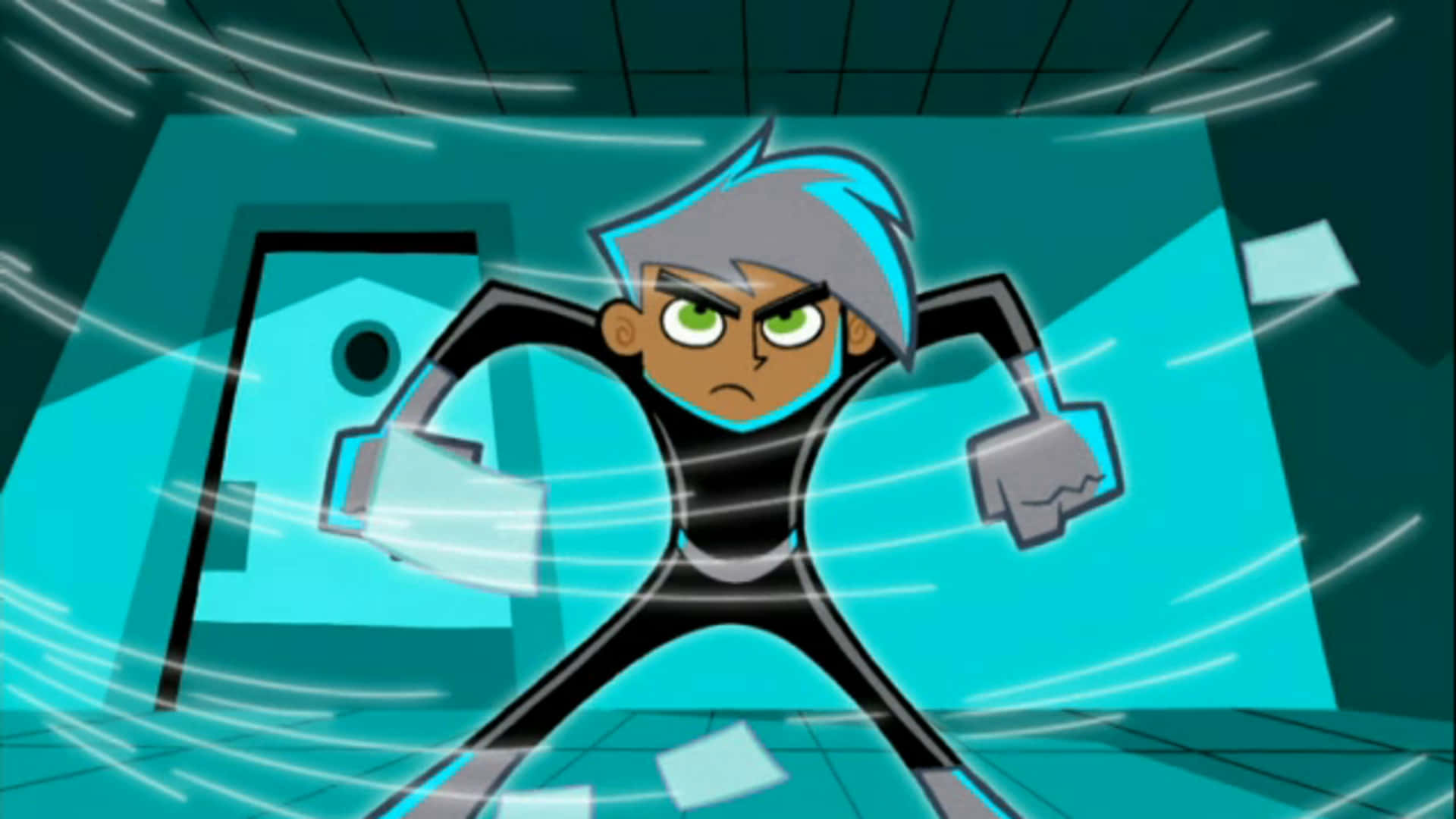 Danny Phantom, blue hair, green eyes, Full HD Desktop Wallpaper