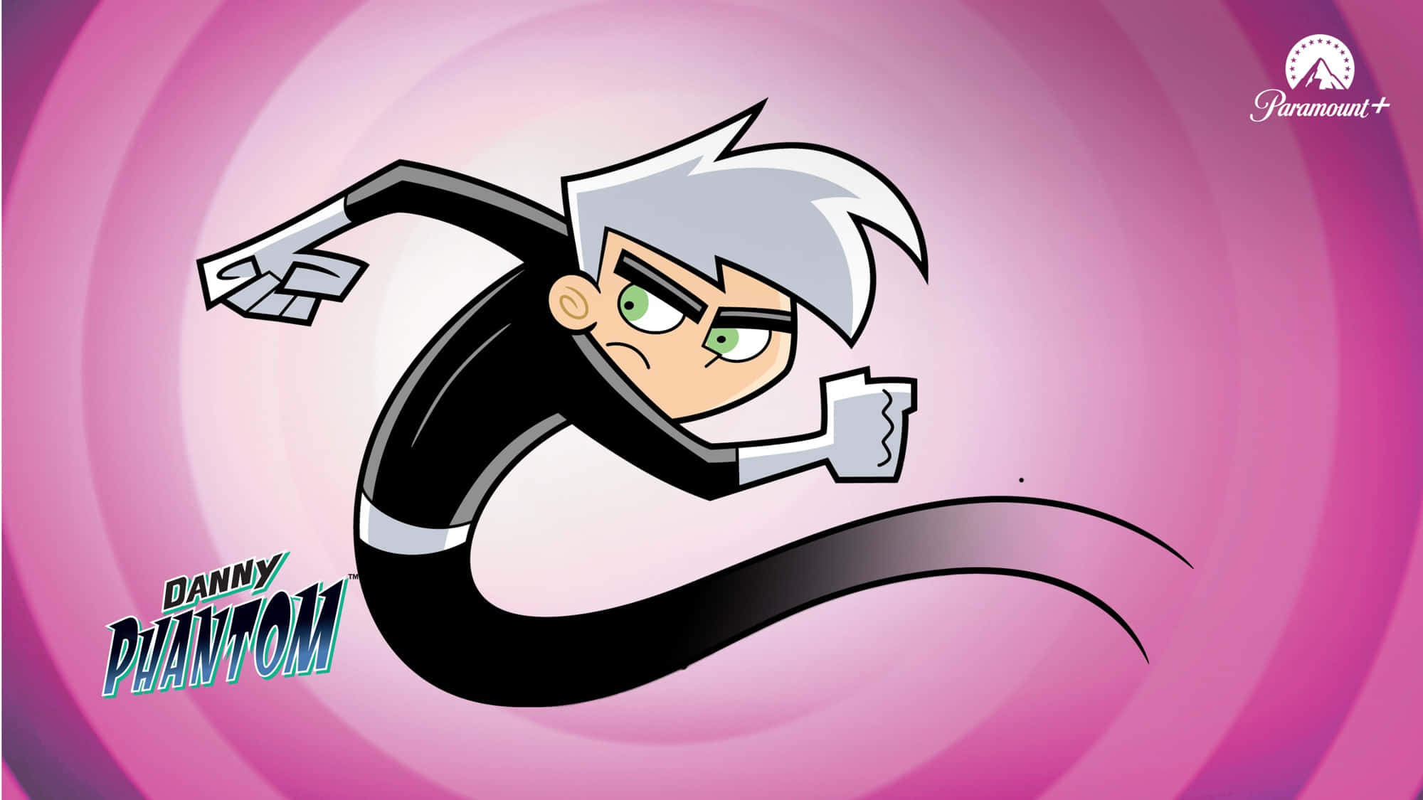 Danny Phantom, ghost form, swirling pink background, Full HD Desktop Wallpaper
