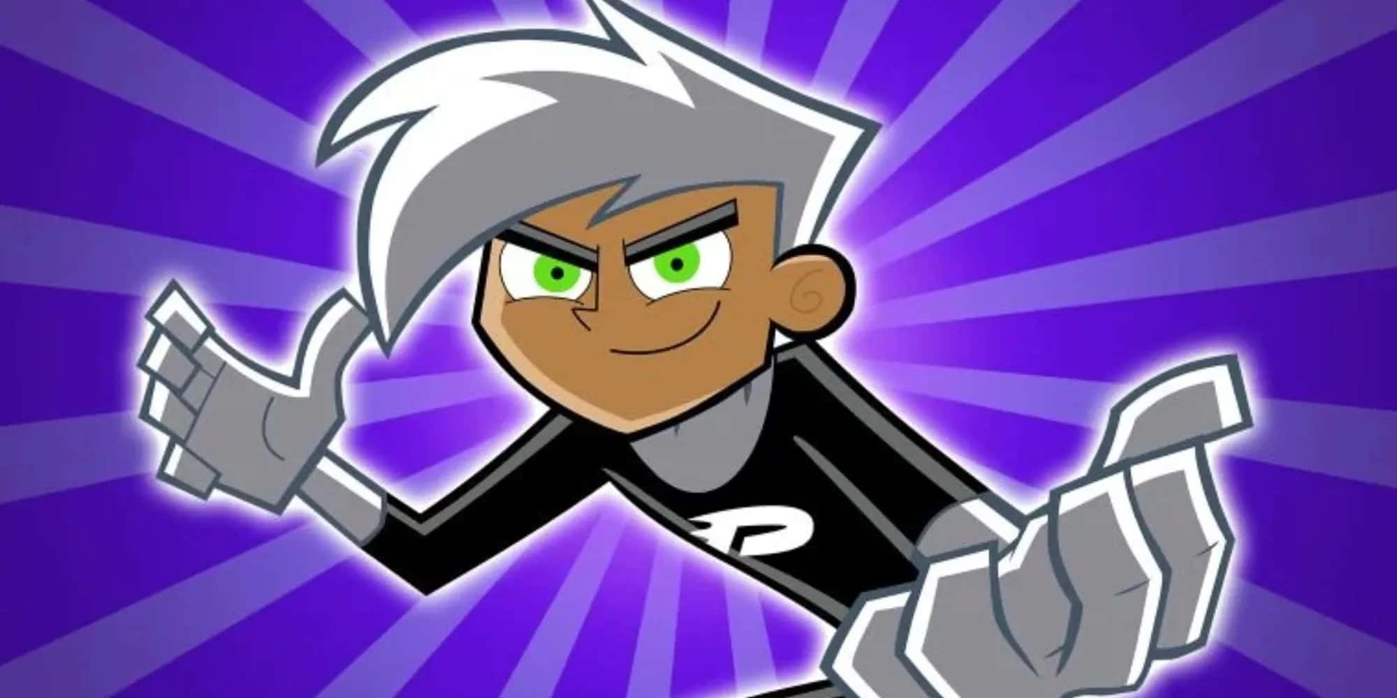 Danny Phantom, spiky silver hair, green eyes, Full HD Desktop Wallpaper