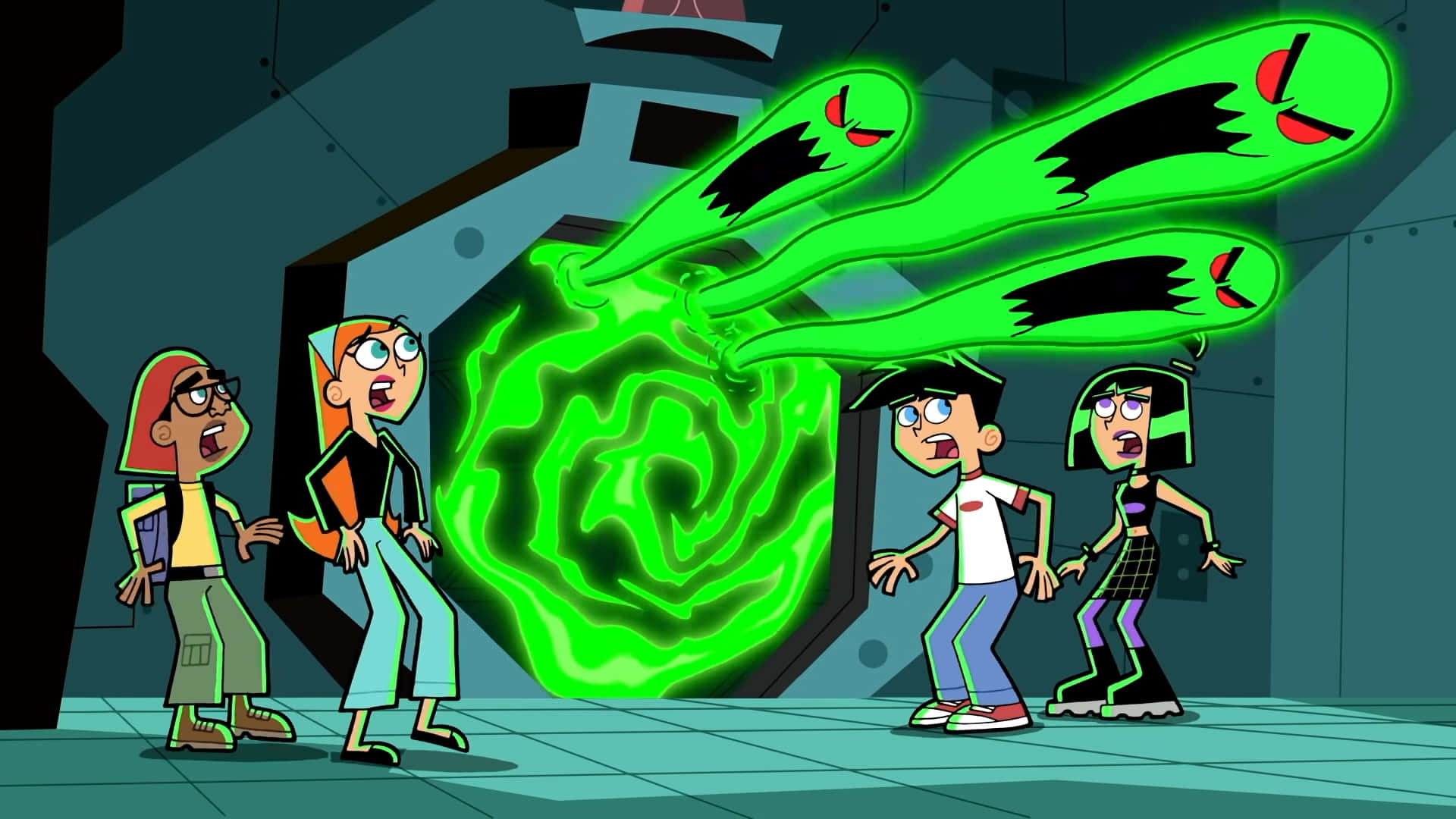 Danny Phantom, ghostly tendrils, swirling portal, Full HD Desktop Wallpaper