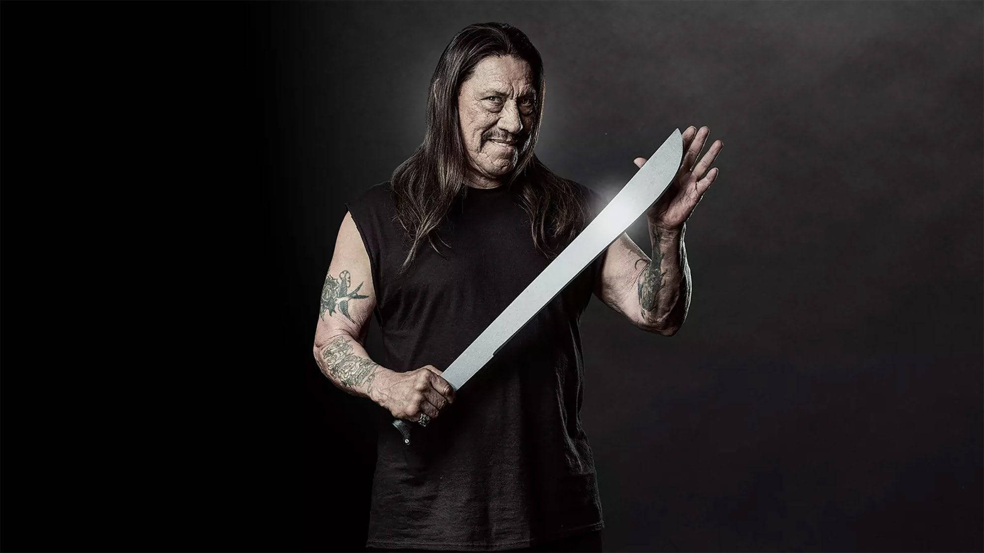 Danny Trejo, silver machete, long hair, Full HD Desktop Wallpaper