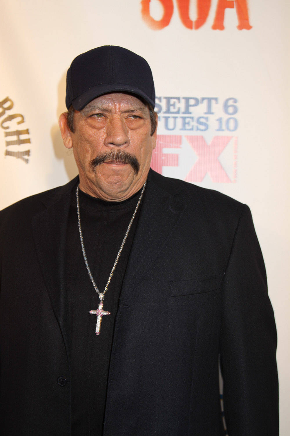 Danny Trejo, black suit, black cap, HD Phone Wallpaper