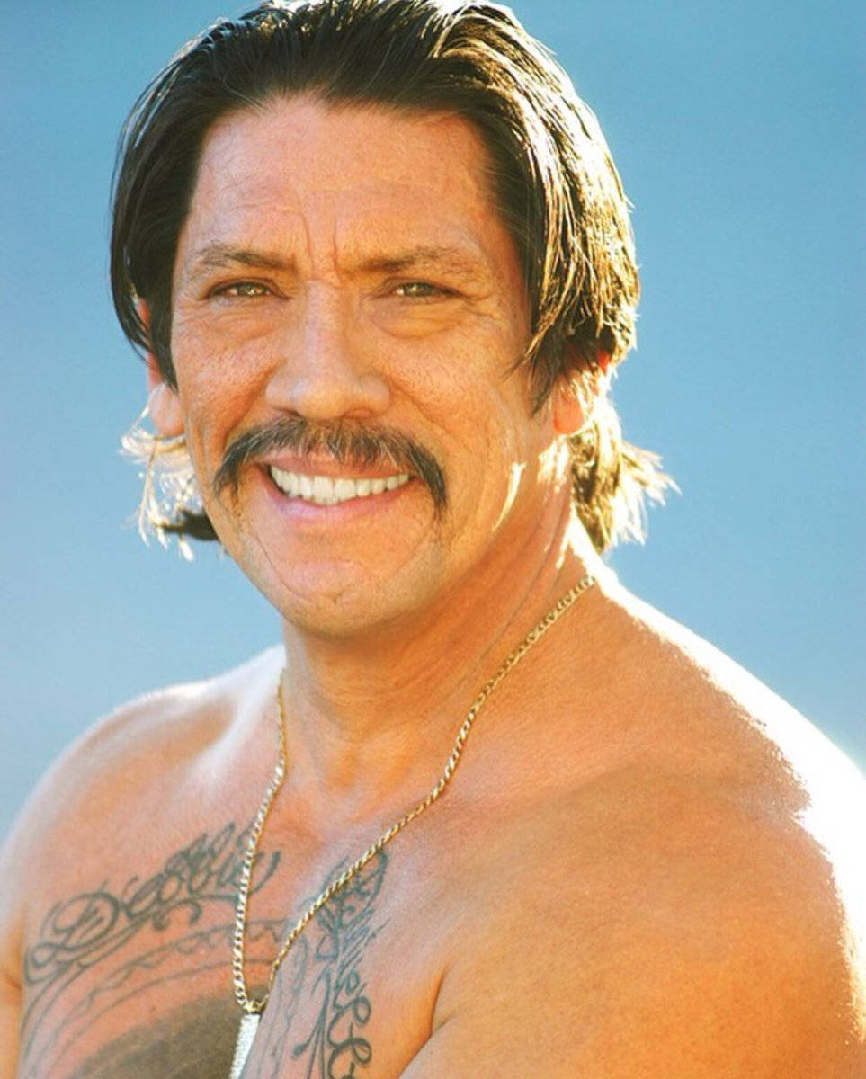 Danny Trejo, mustache, tattoos, SD Phone Wallpaper