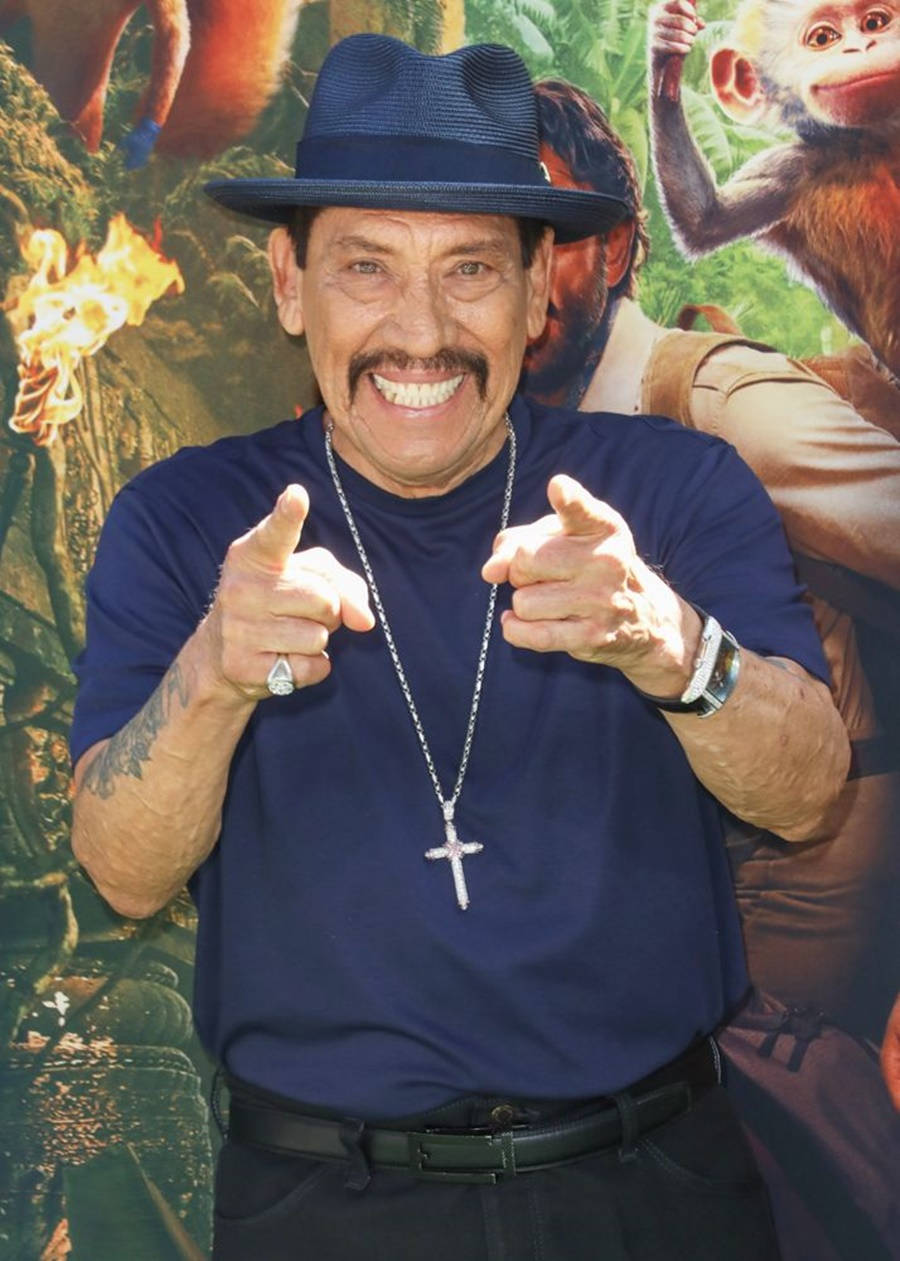 Danny Trejo, blue hat, blue shirt, SD Phone Wallpaper