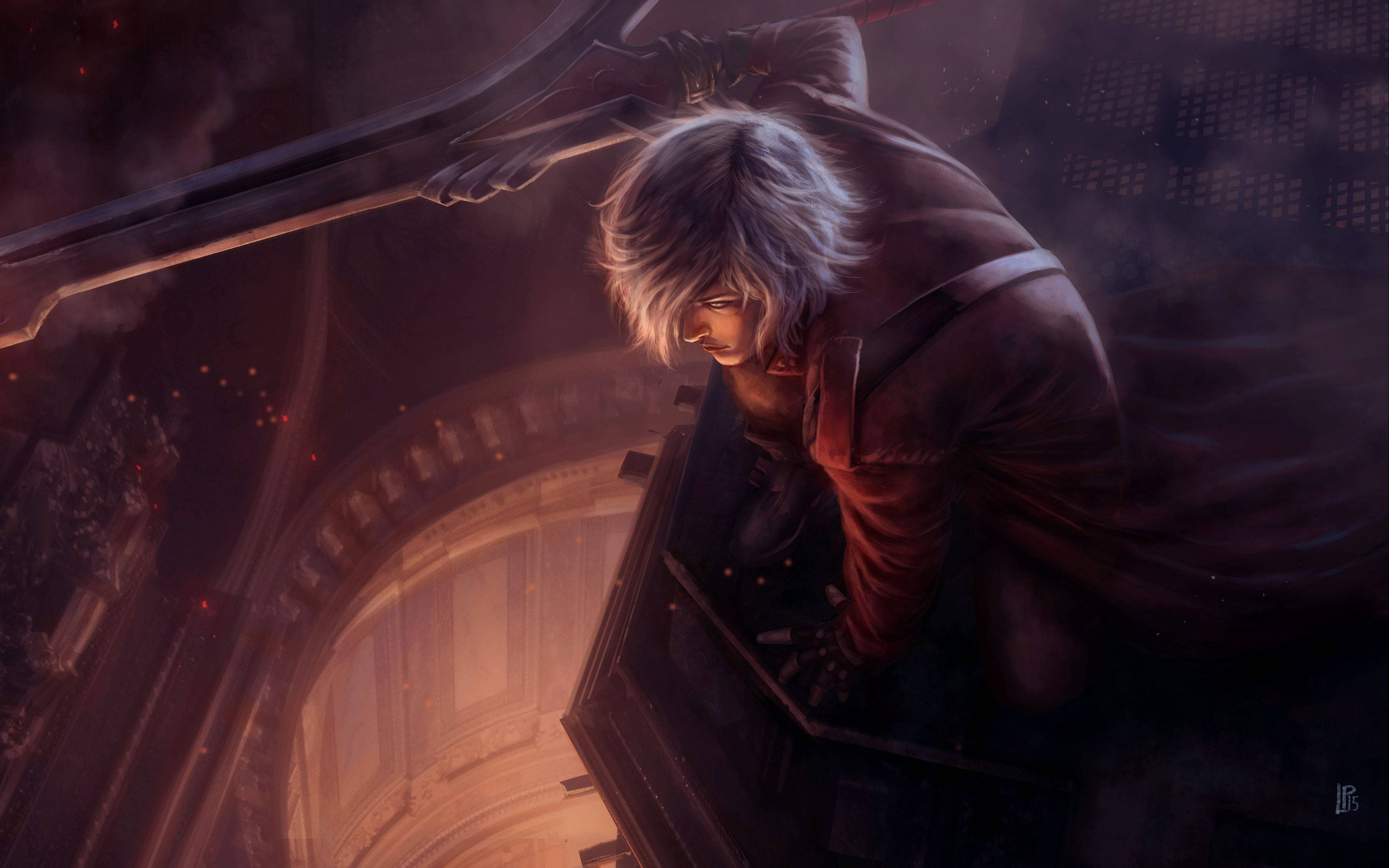 Dante, Devil May Cry, silver-haired warrior, 4K Desktop Wallpaper