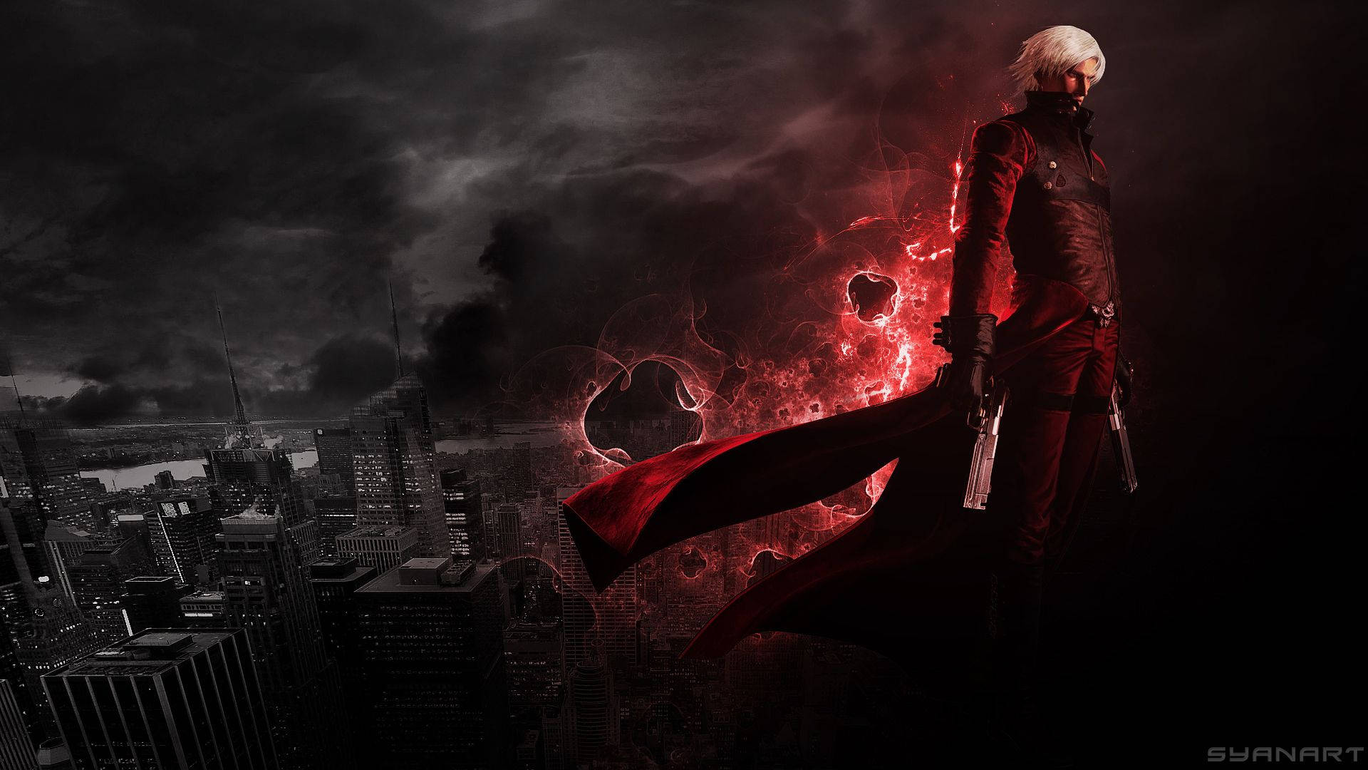 Dante, Devil May Cry, crimson-clad, Full HD Desktop Wallpaper
