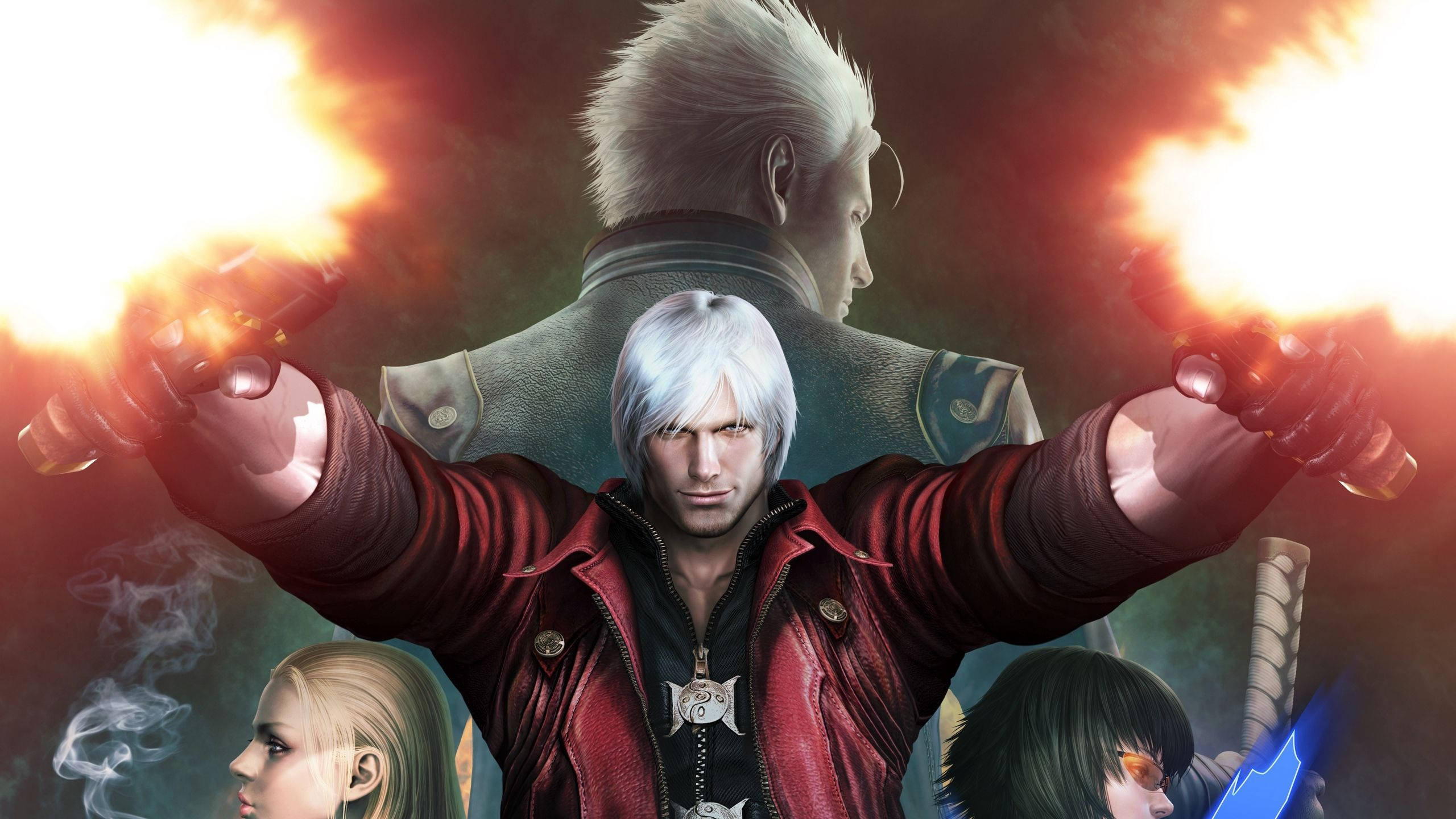 Dante, Devil May Cry, silver-haired warrior, 2K Desktop Wallpaper