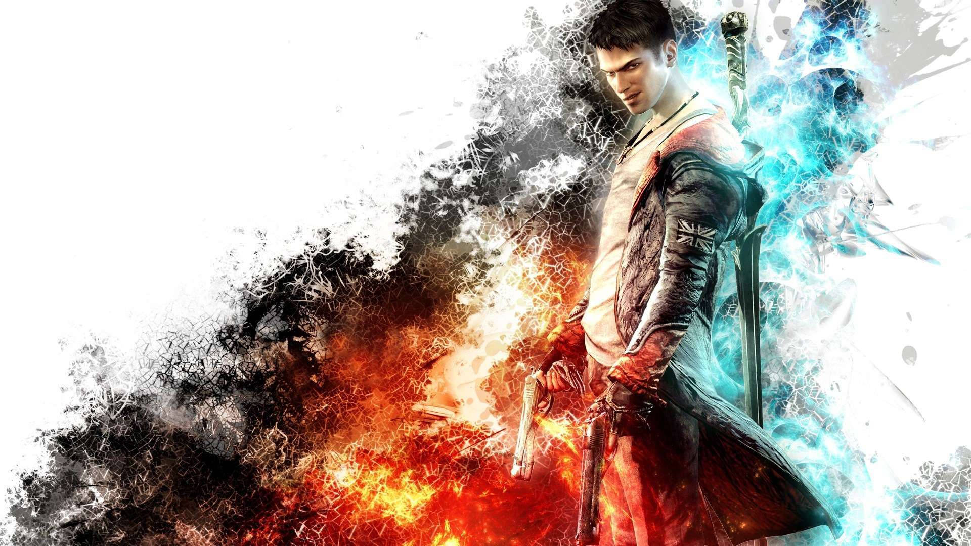 Dante, Devil May Cry, fiery red energy, Full HD Desktop Wallpaper
