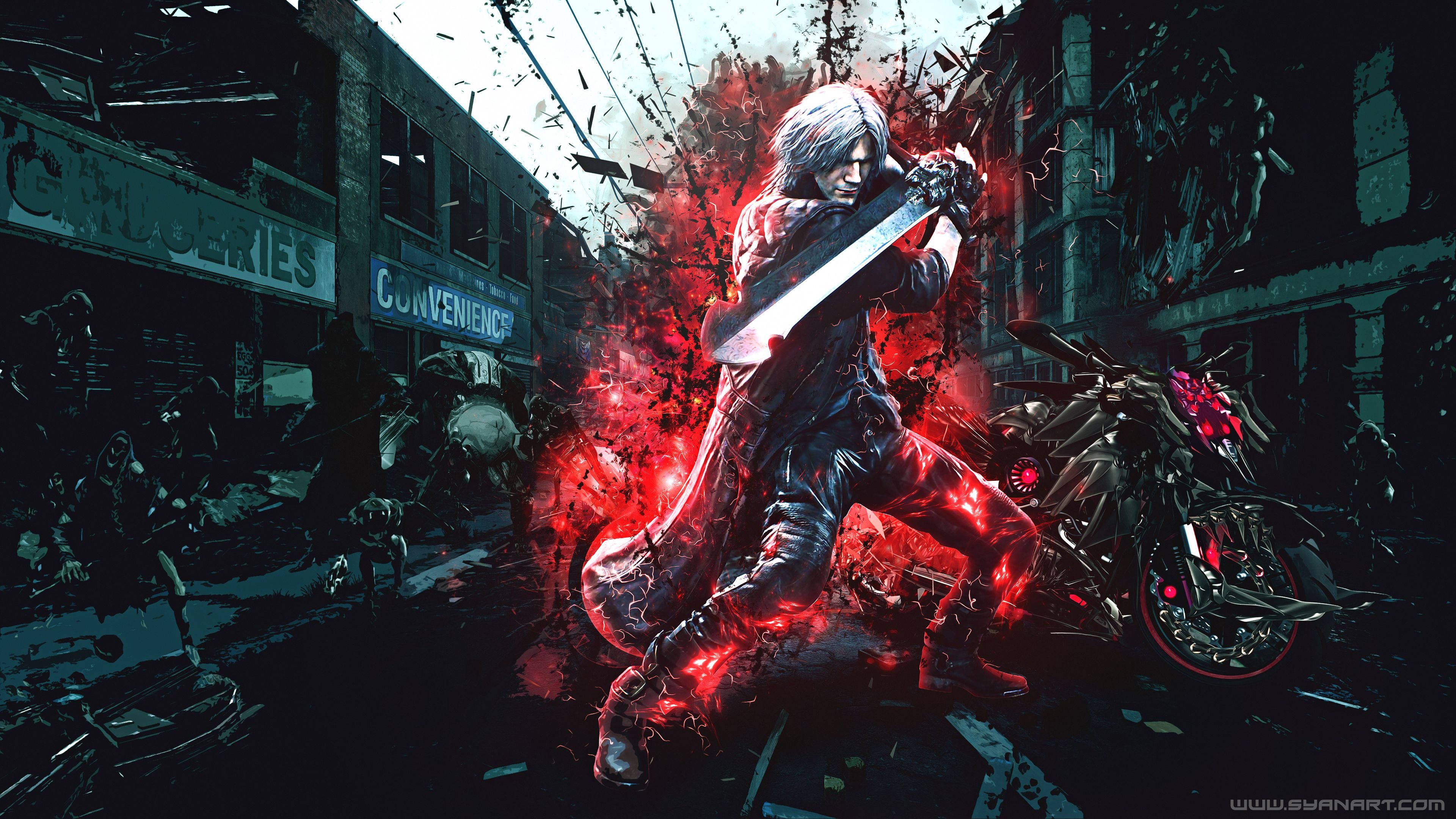 Devil May Cry 5, Dante, motorbike, 4K Desktop Wallpaper