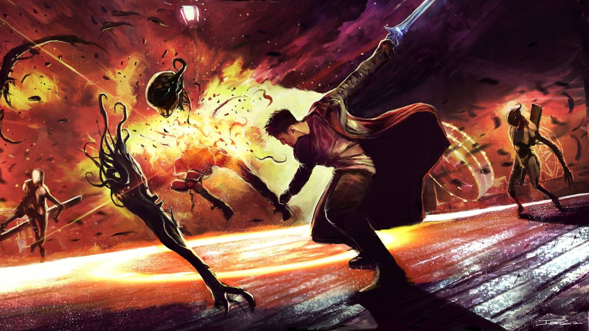 Dante, Devil May Cry, red cloak, Full HD Desktop Wallpaper