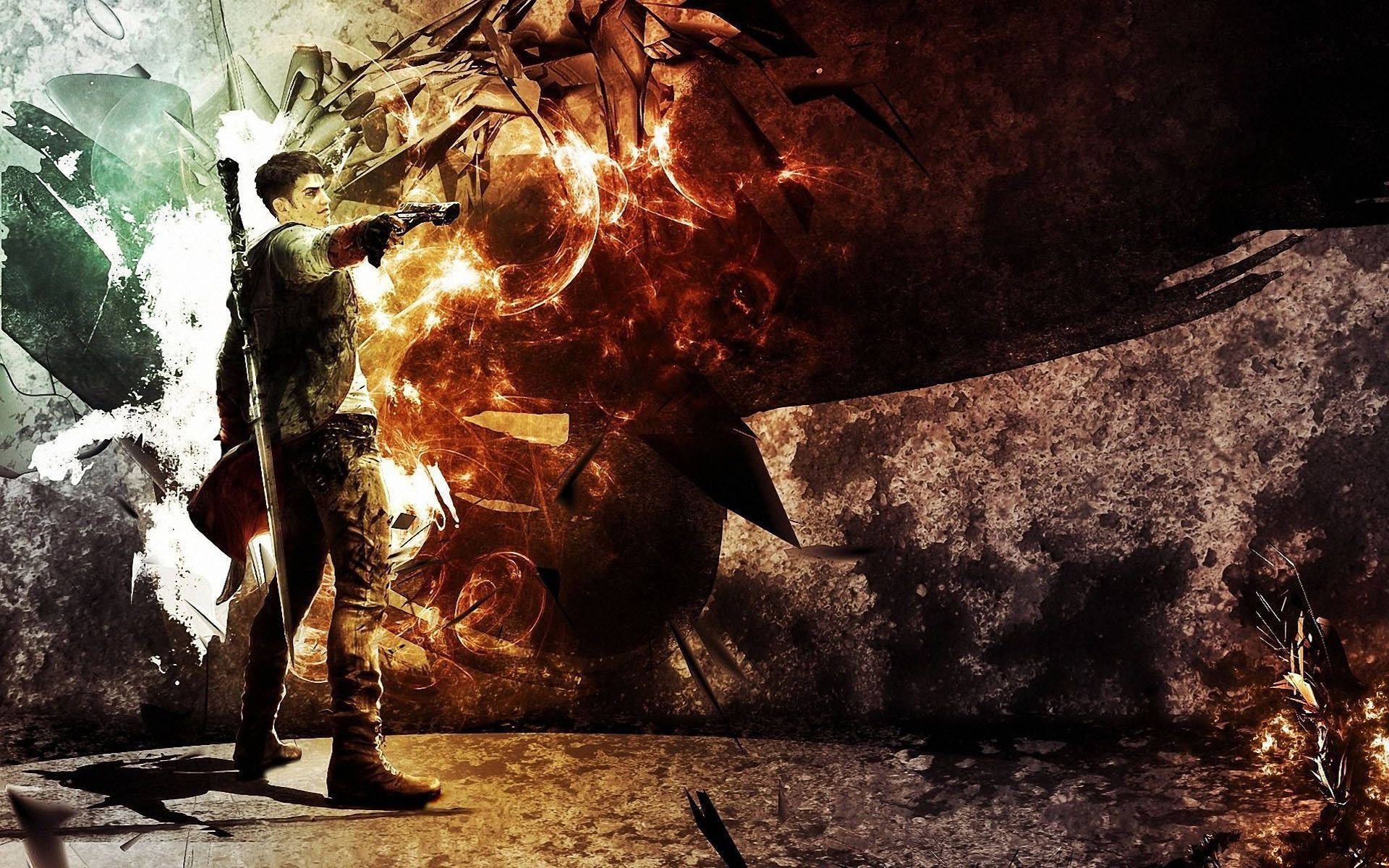 Dante, Devil May Cry, glowing weapon, Full HD Desktop Wallpaper