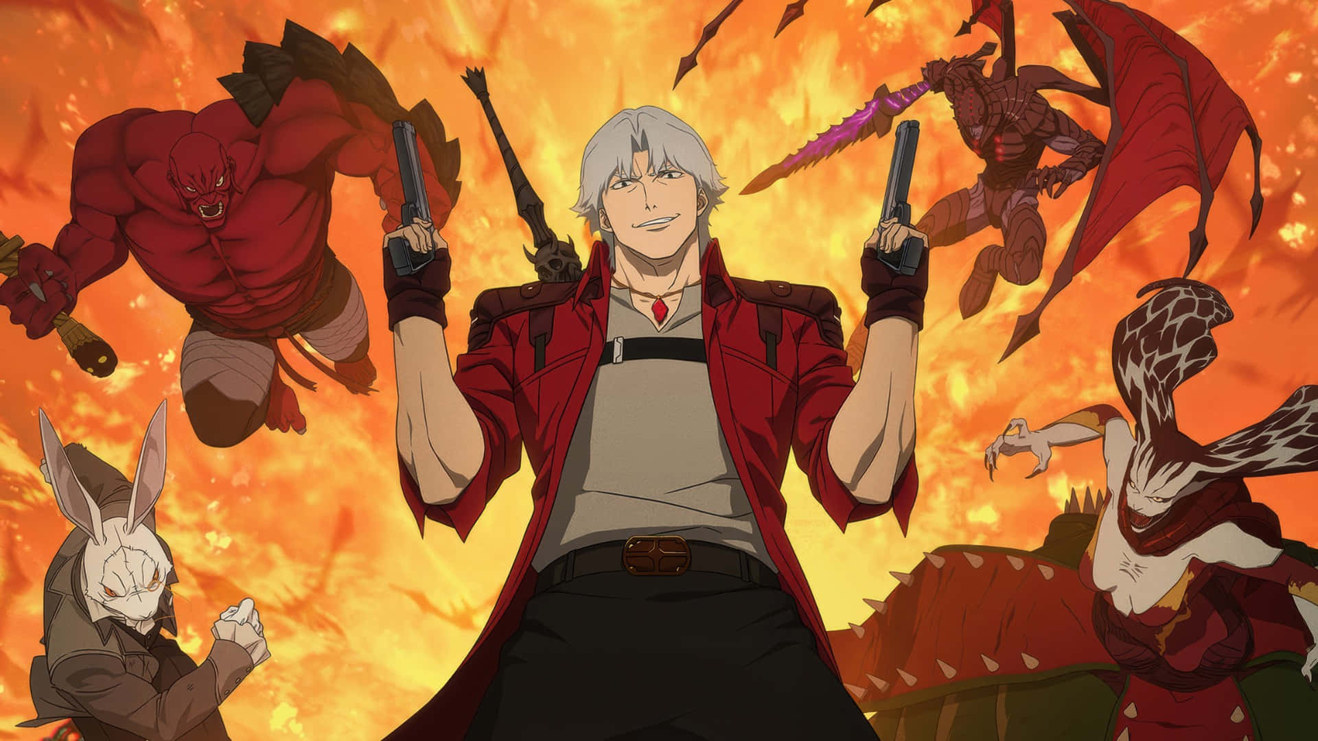 Dante, Devil May Cry, silver-haired, Full HD Desktop Wallpaper