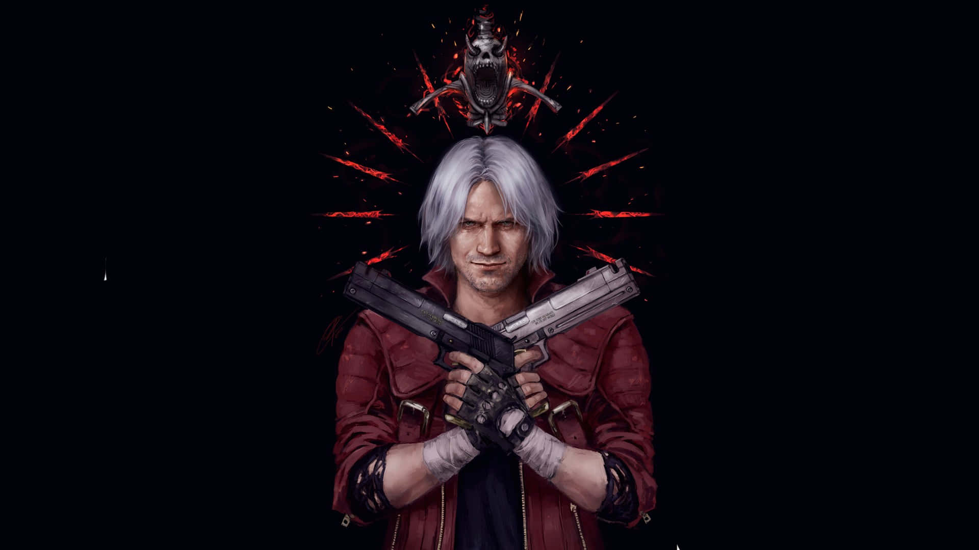 Dante, Devil May Cry, silver hair, Full HD Desktop Wallpaper