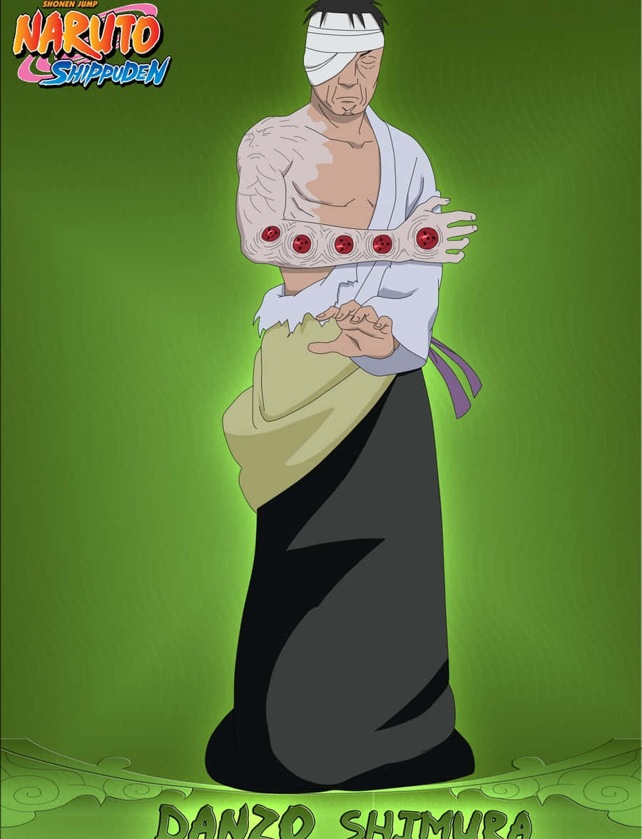 Danzo Shimura, white eye patch, red-ringed arm cuffs, SD Phone Wallpaper