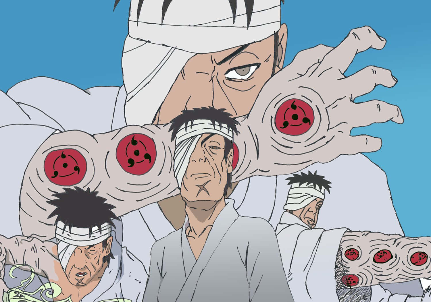Danzo Shimura, white headband, red sharingan eyes, HD Desktop Wallpaper