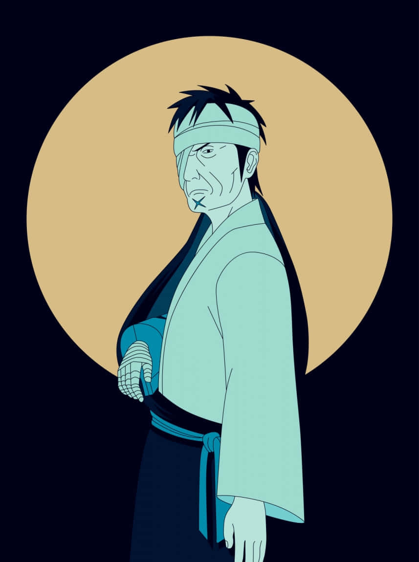 Danzo Shimura, light blue robe, beige circular backdrop, SD Phone Wallpaper