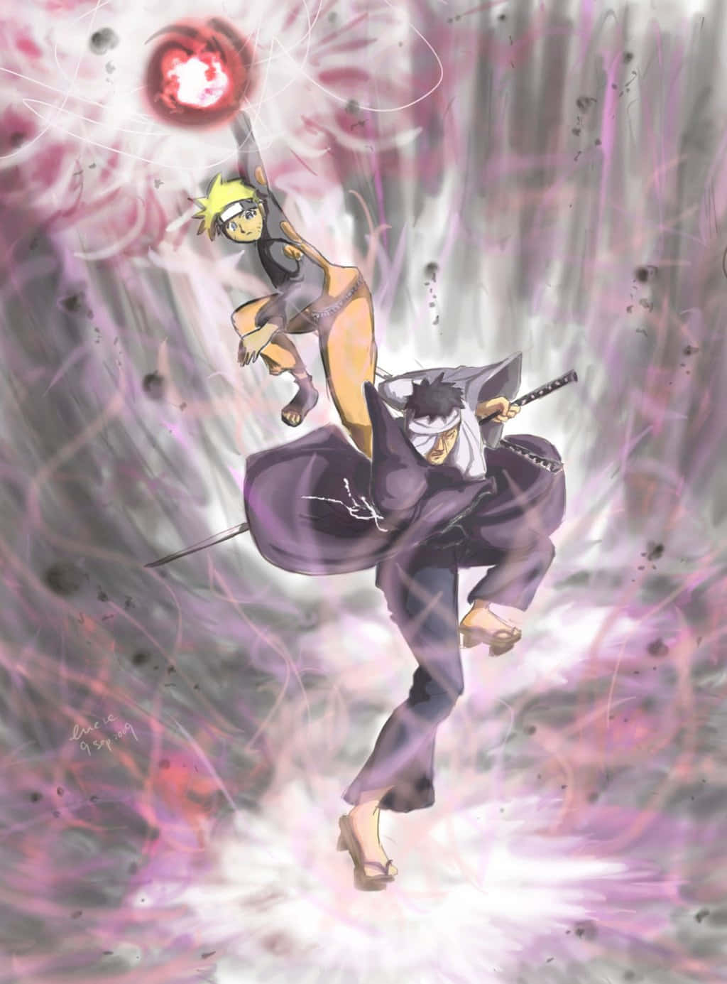 Danzo Shimura, anime warriors, swirling purple energy, HD Phone Wallpaper