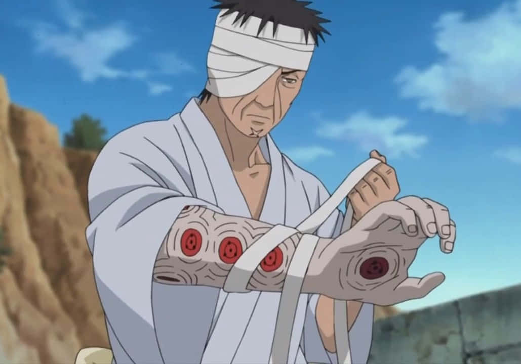Danzo Shimura, white headband, red eye tattoos, SD Desktop Wallpaper
