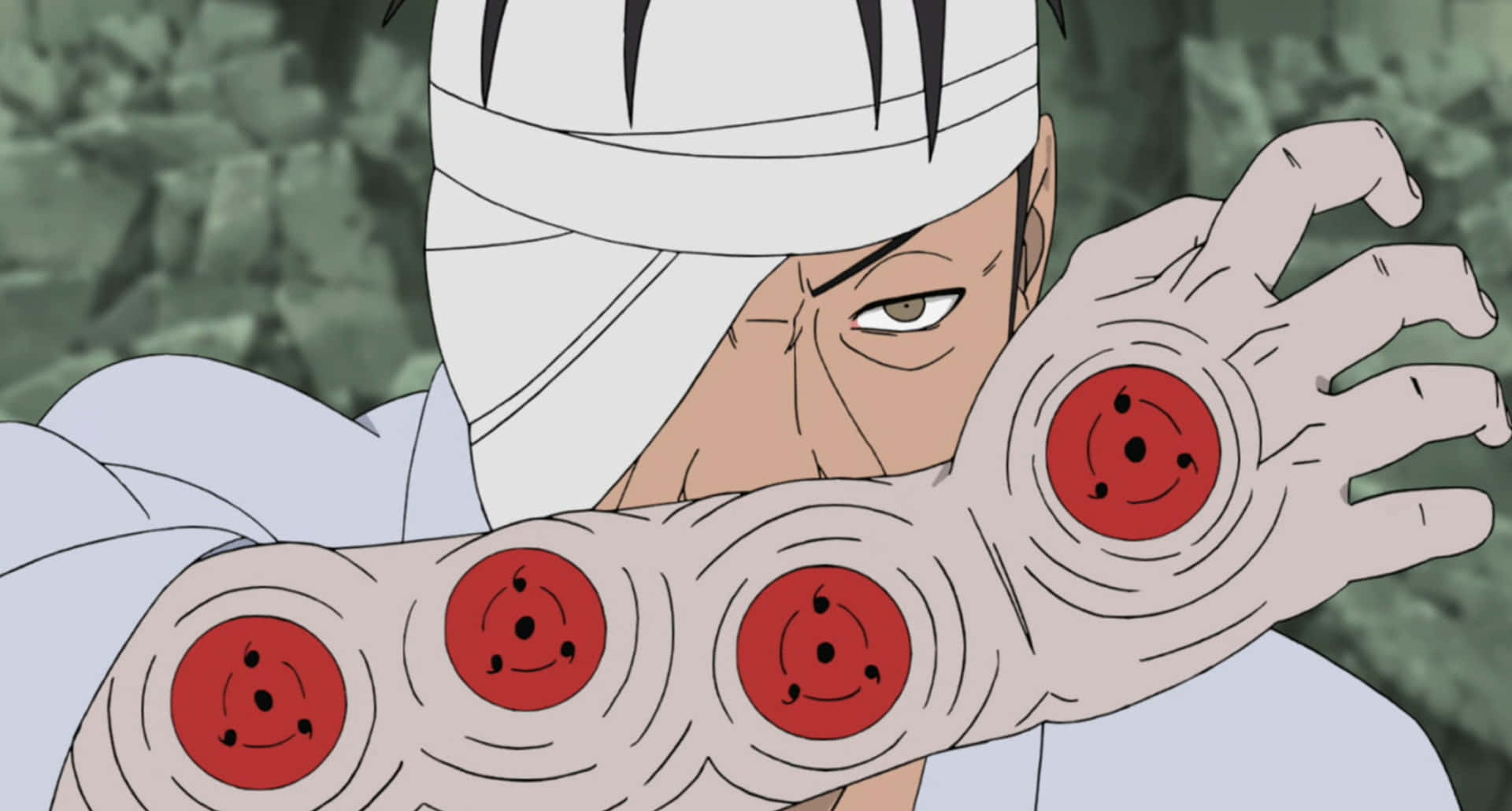 Danzo Shimura, white headband, red tomoe eyes, Full HD Desktop Wallpaper