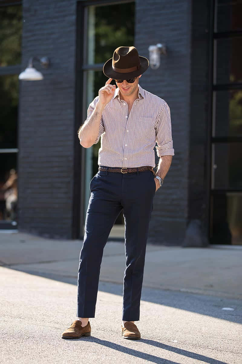 dapper man, cowboy hat, brown fedora, SD Phone Wallpaper