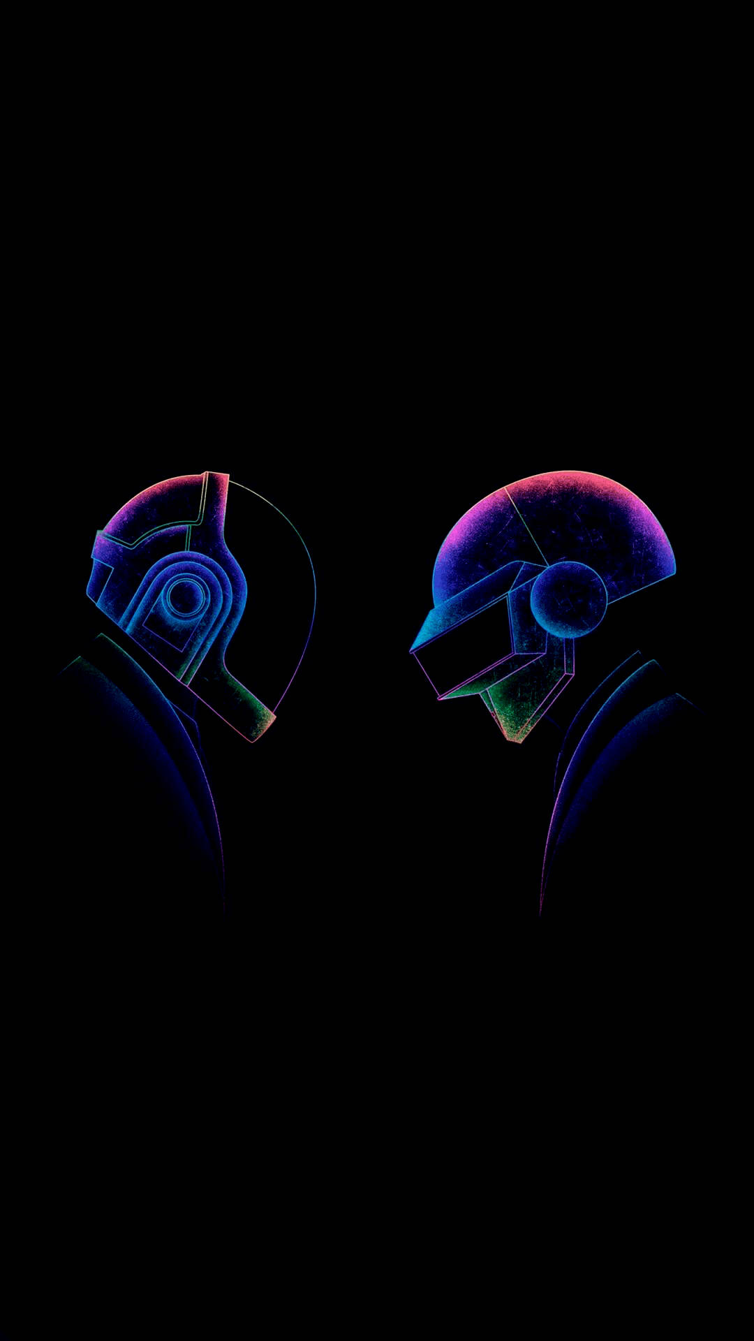 Super Amoled Daft Punk, glowing futuristic helmets, neon blue, Full HD Phone Wallpaper