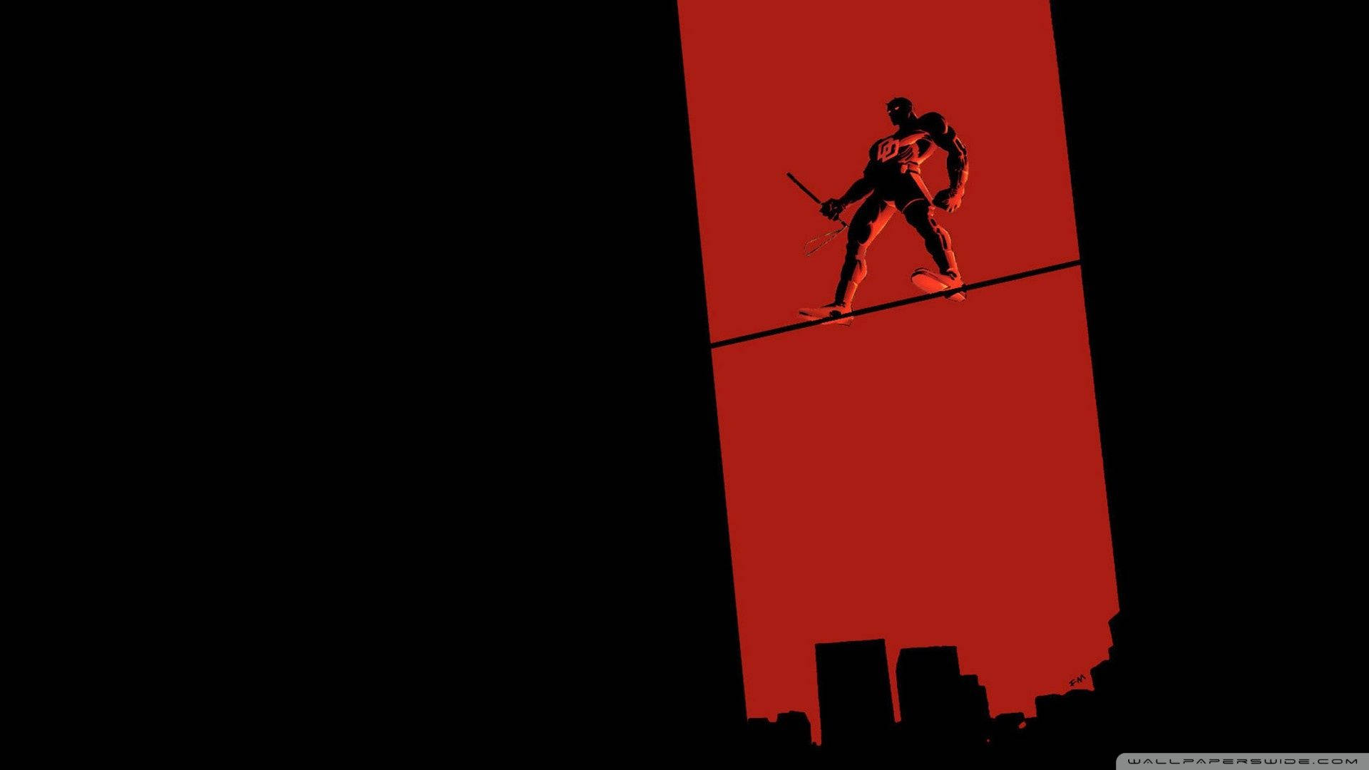 Daredevil, red sky, skyscrapers, Full HD Desktop Wallpaper