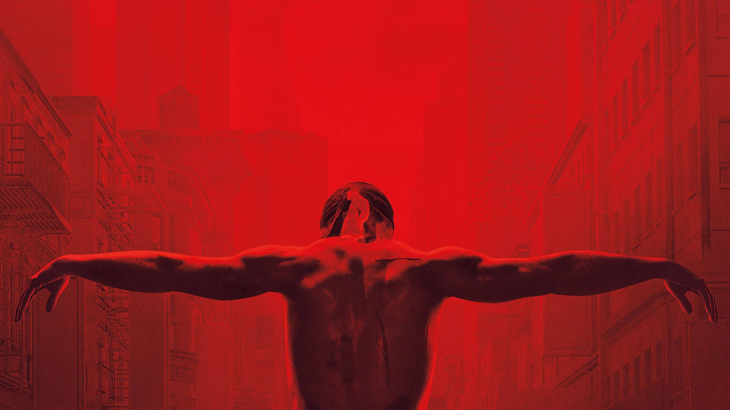 Daredevil, monochromatic red, urban alleyway, Full HD Desktop Wallpaper