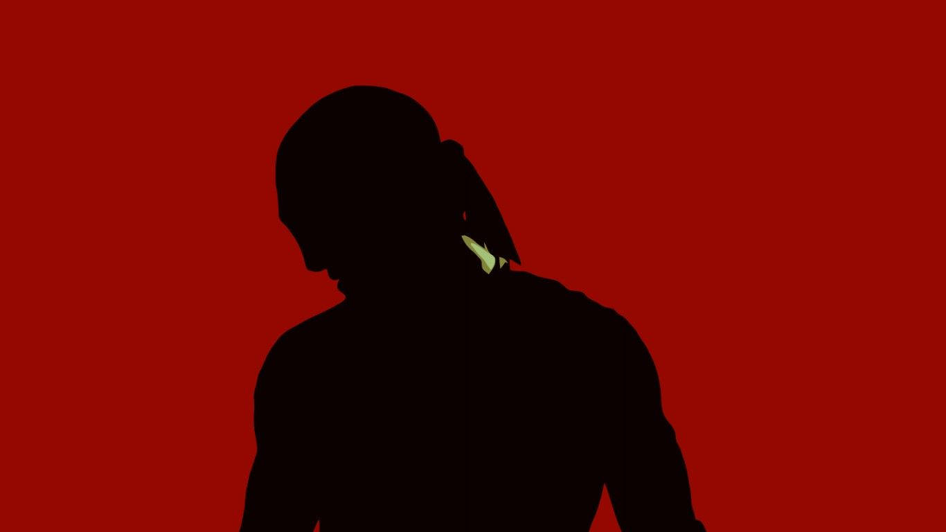 Daredevil, bloody red background, muscular man with ponytail, HD Desktop Wallpaper