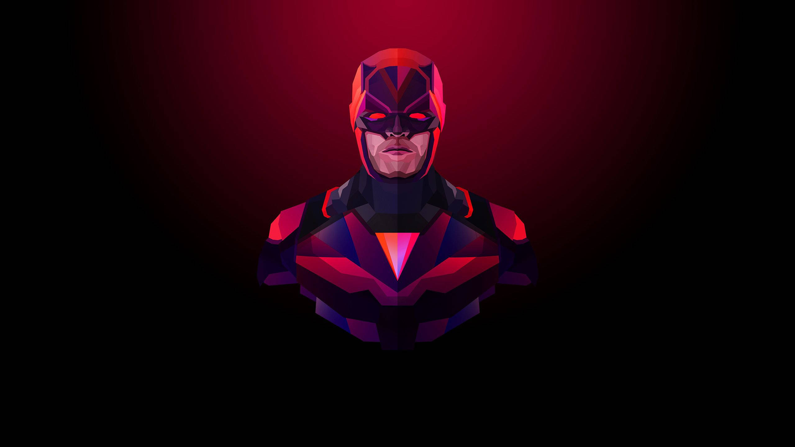 Daredevil, glowing red eyes, geometric armor, 2K Desktop Wallpaper