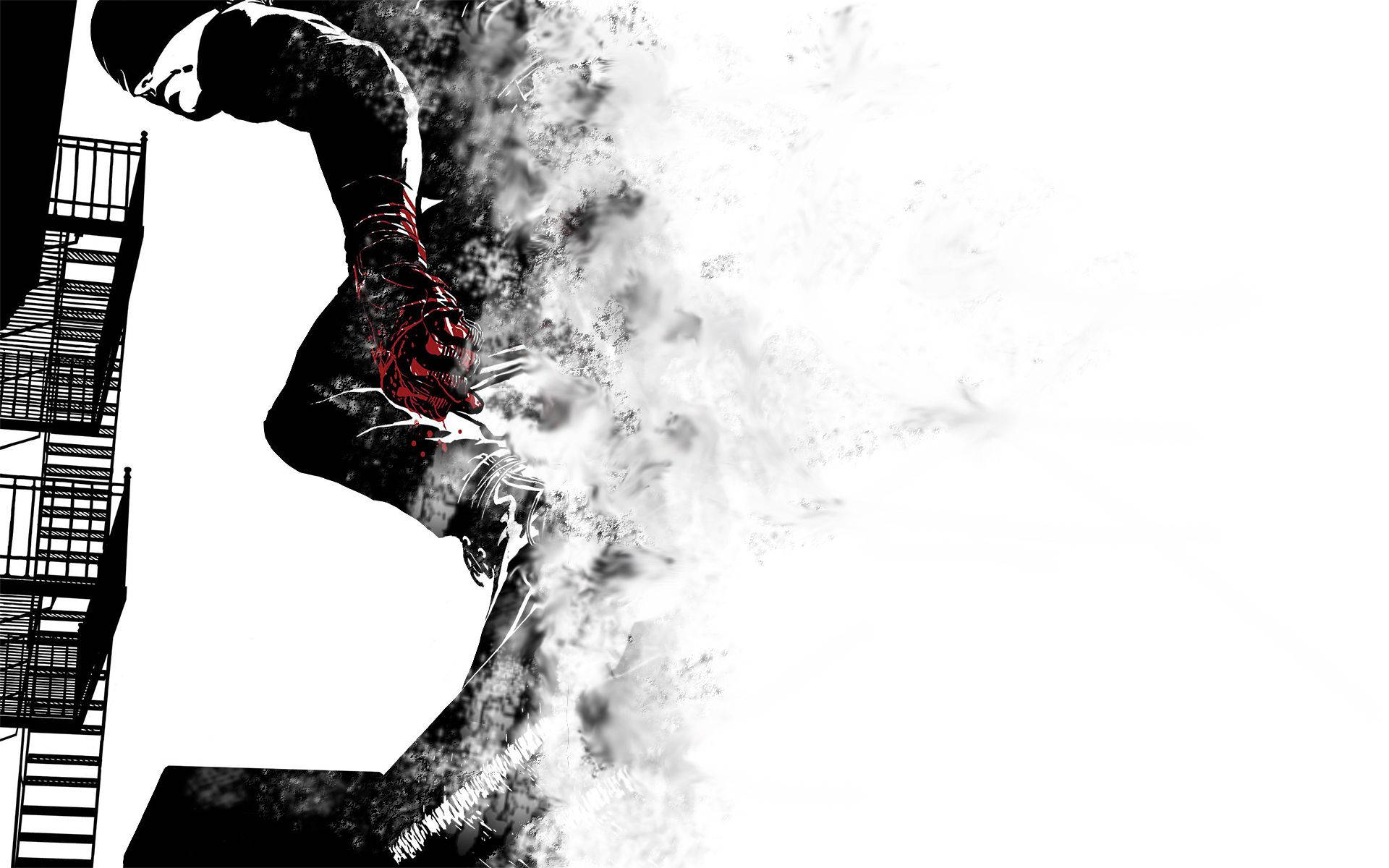 Daredevil, black and white, red accents, Full HD Desktop Wallpaper