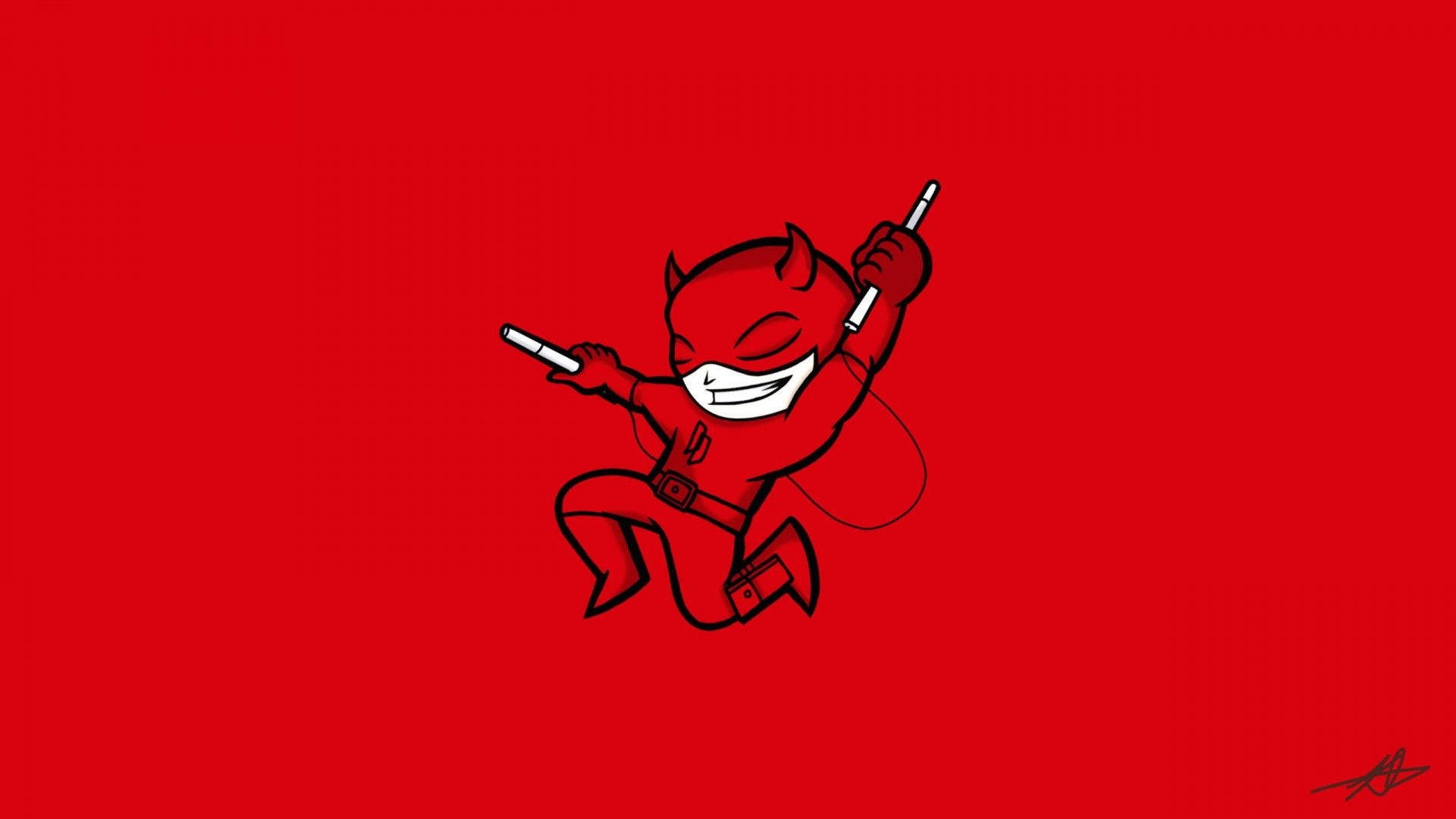 Daredevil, red suit, cigarettes, Full HD Desktop Wallpaper