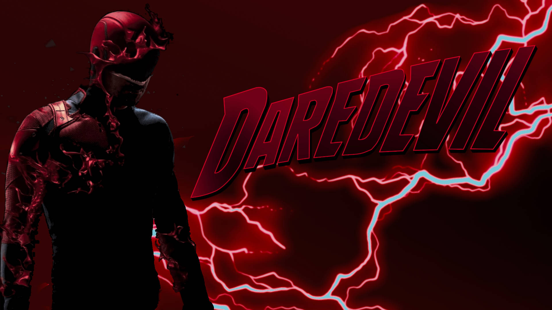 Daredevil, red suit, crimson background, Full HD Desktop Wallpaper