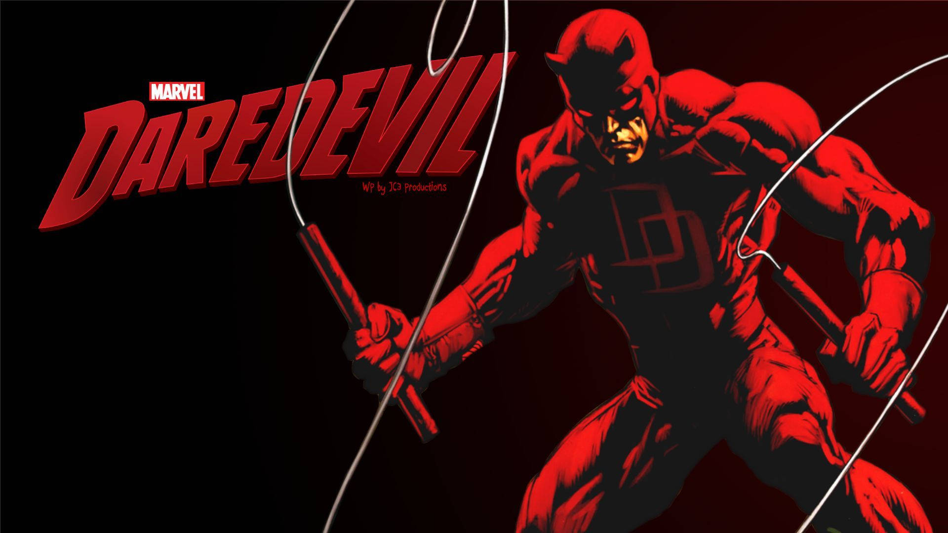90s style, Daredevil, red suit, Full HD Desktop Wallpaper